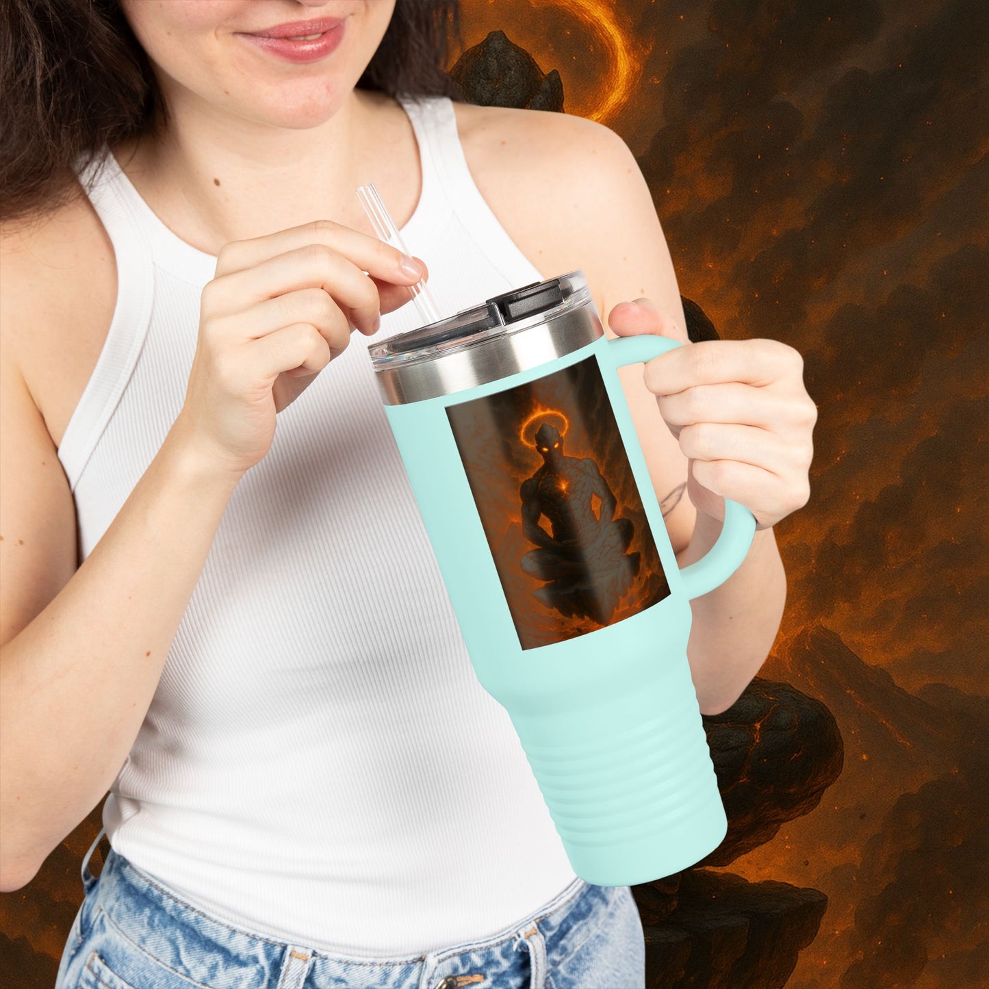 "Taza de viaje aislada Ignarh –🔥el Guardián del Silencio"