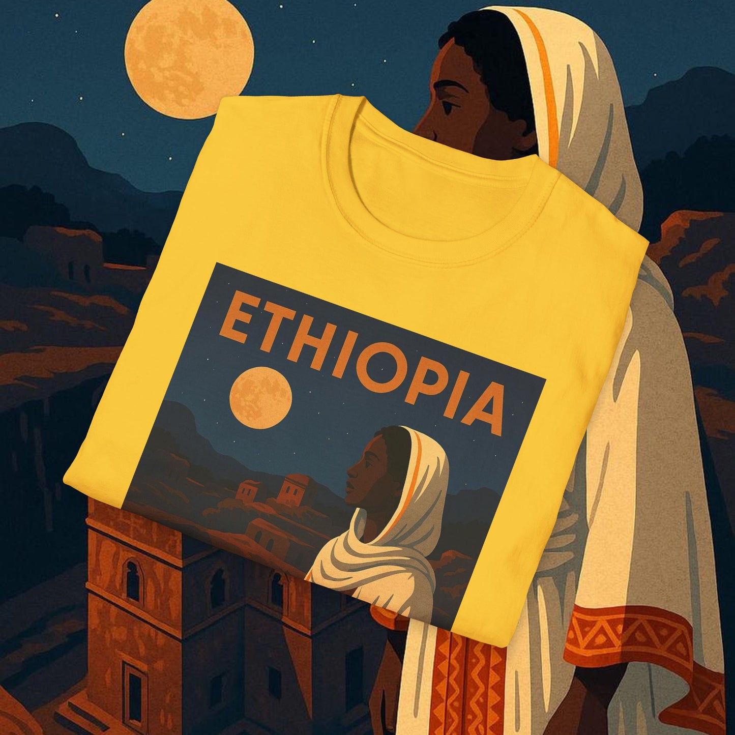 "Camiseta Etiopía Tierra sagrada y alma ancestral"