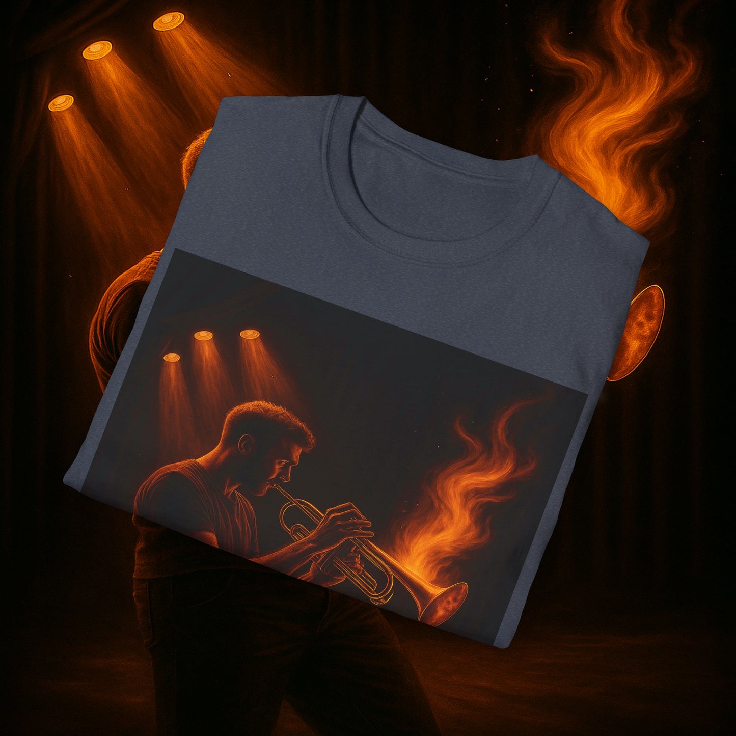 "Camiseta trompeta 🎺🔥Donde hay fuego, hay música.”