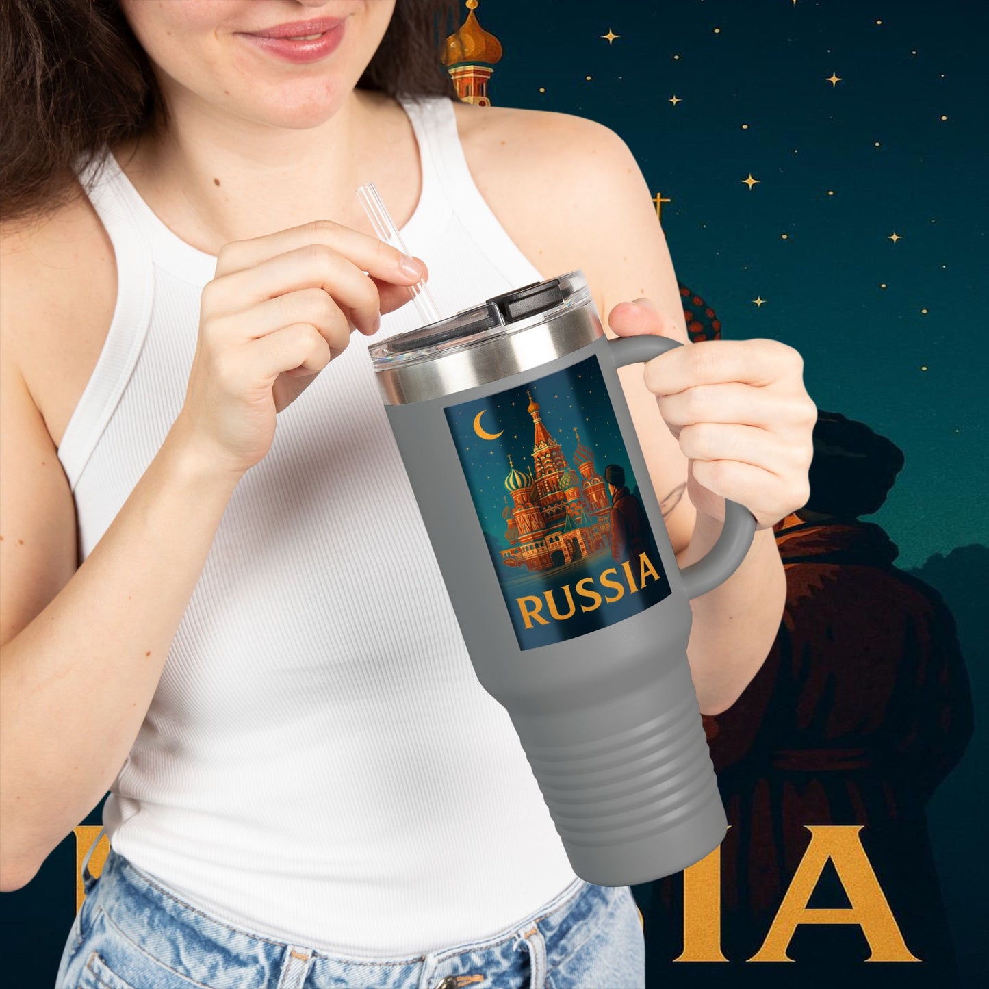 "Russia Insulated Travel Mug❄️ – Land of history, mystery, and grandeur"