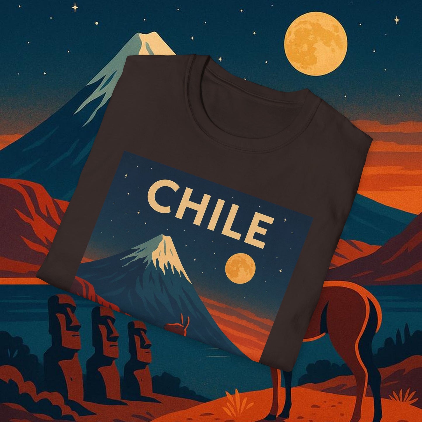 "Camiseta Chile: Naturaleza Indómita y Horizontes Eternos 🏔️🍇🏜️"