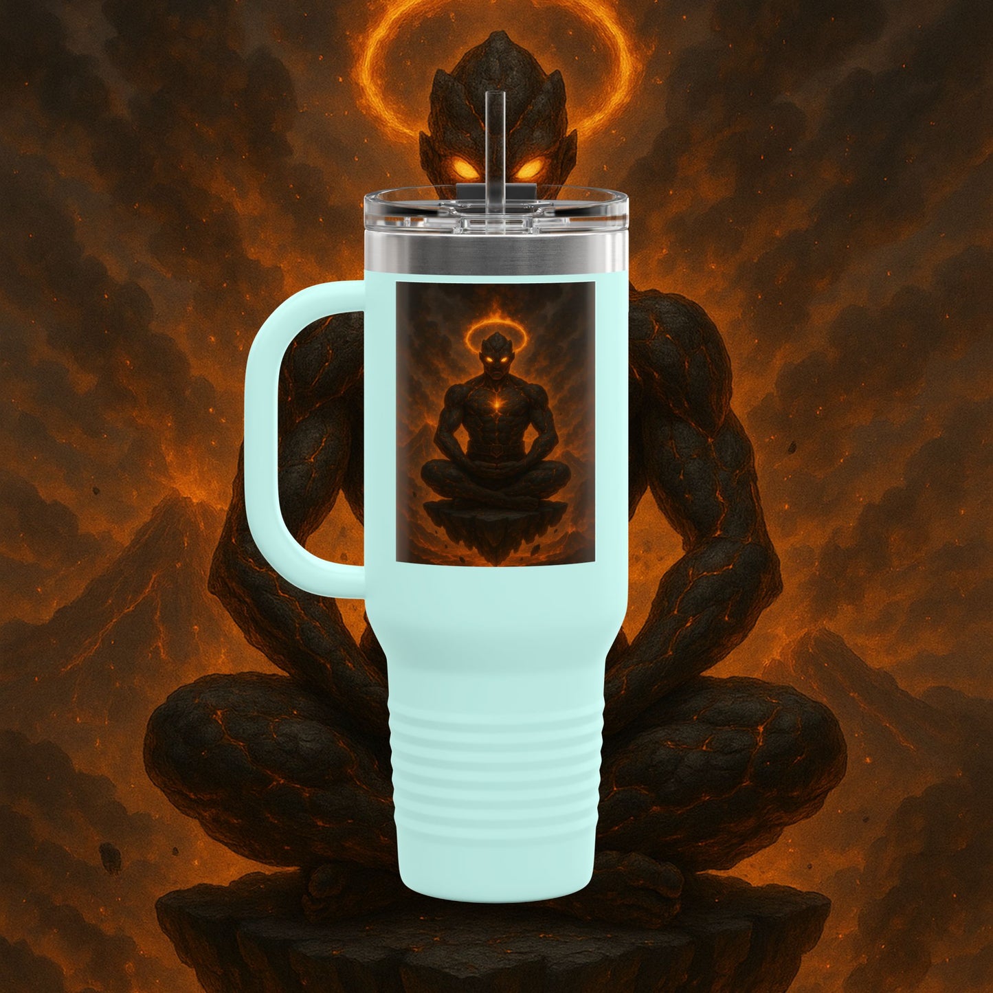 "Taza de viaje aislada Ignarh –🔥el Guardián del Silencio"