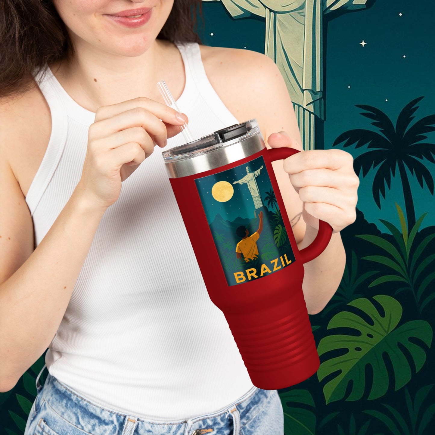 "taza de Viaje Aislada Brasil: Ritmo, Naturaleza y Alegría Infinita 🎶🌴🏖️"