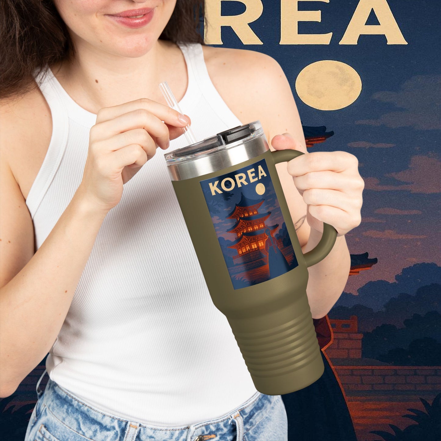"Korean Insulated Travel Mug 🌸 – Ancient tradition and vibrant modernity"