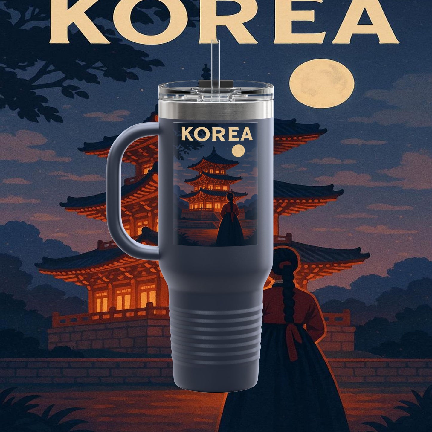 "Korean Insulated Travel Mug 🌸 – Ancient tradition and vibrant modernity"