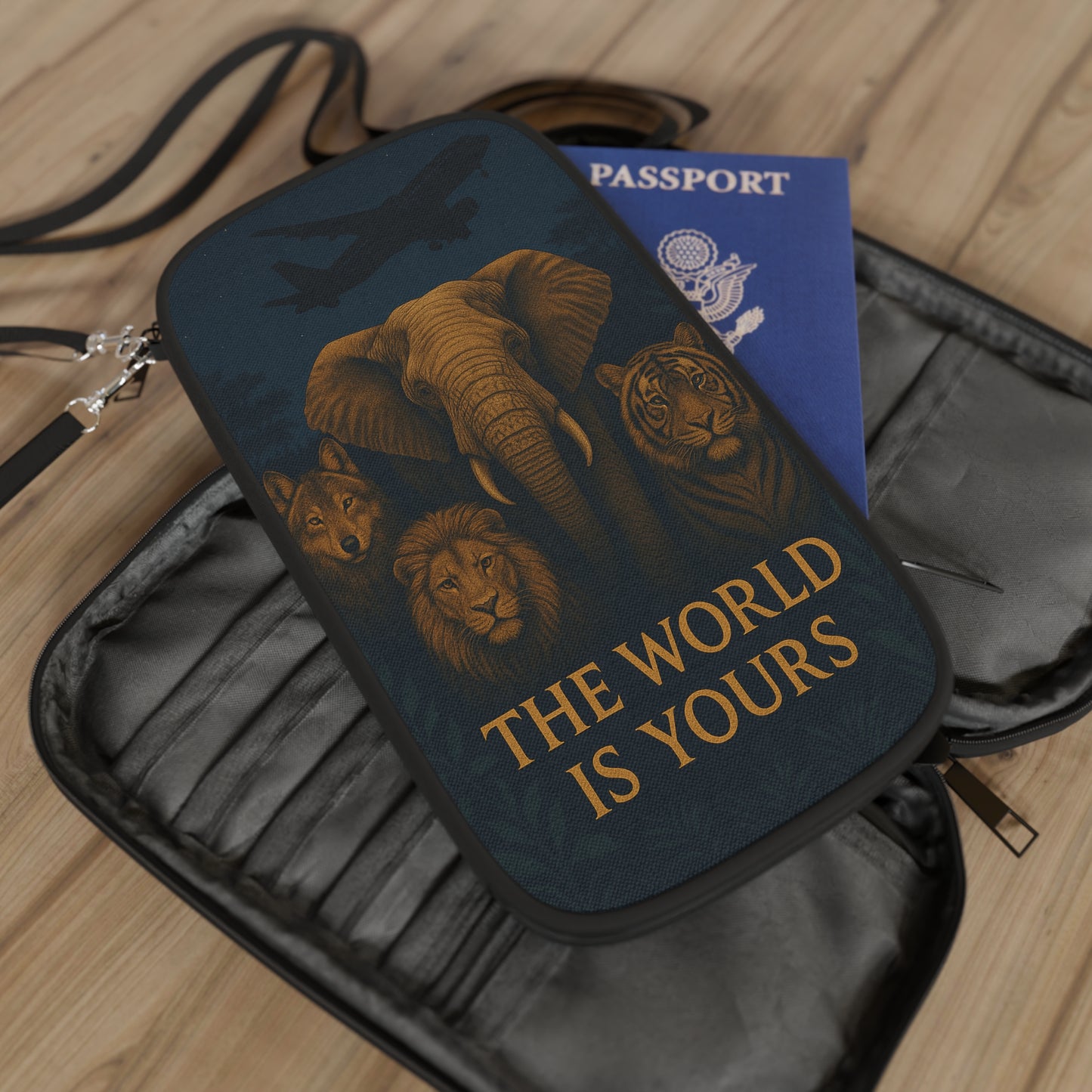 🌍✨ "El mundo es tuyo" – Cartera para pasaporte 🐘🦁✈️