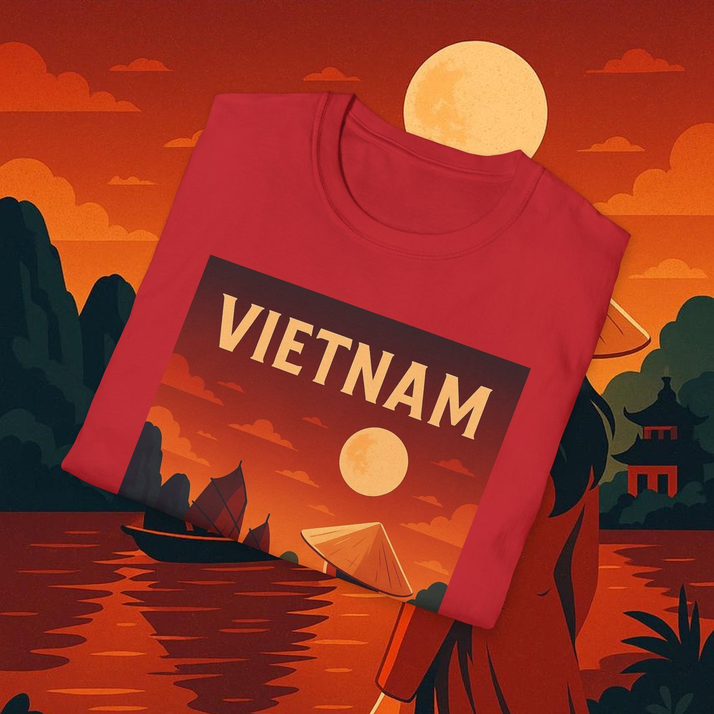 "Camiseta Vietnam: Tradición, Naturaleza y Leyendas Ancestrales 🎋🏯🐉"
