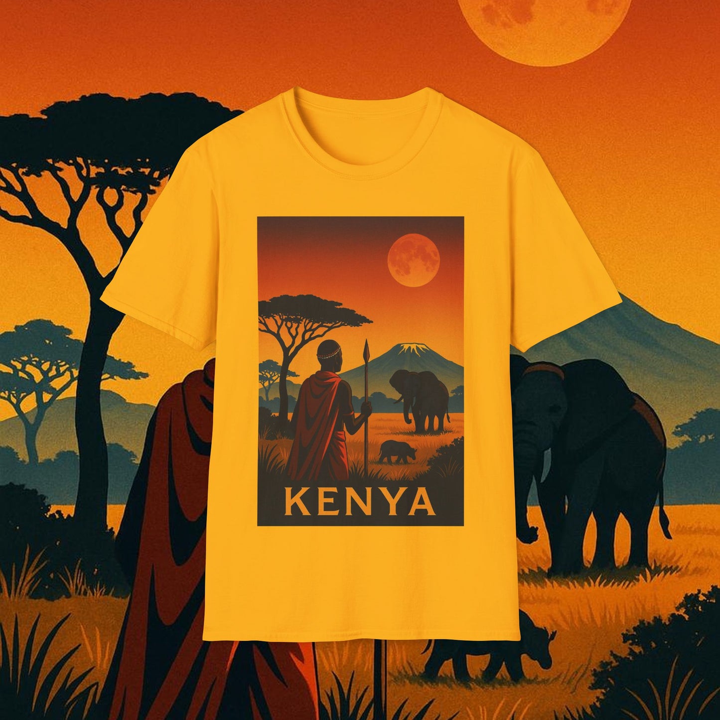 "Camiseta Kenia: Aventura Salvaje y Tierra de Horizontes Infinitos 🦁🌄🏕️"