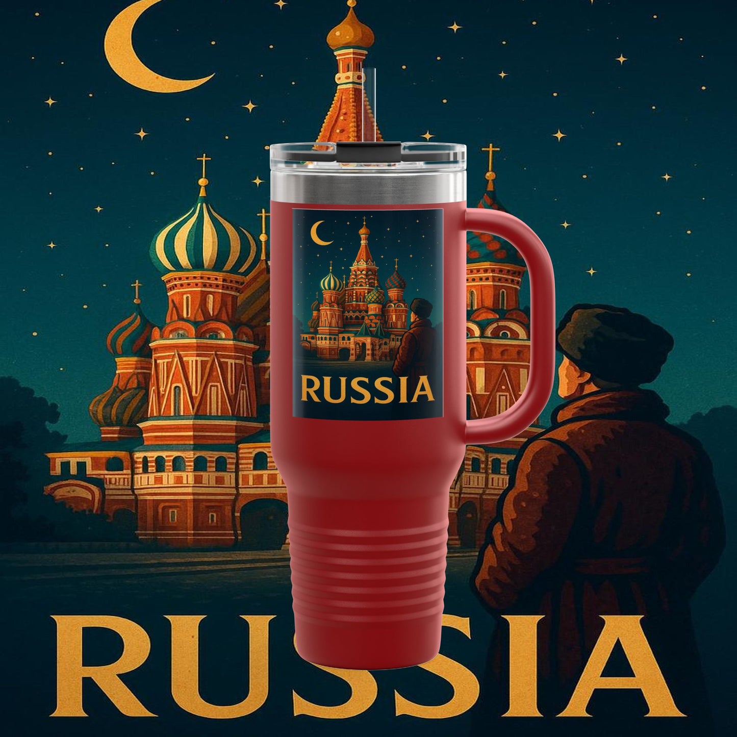 "Russia Insulated Travel Mug❄️ – Land of history, mystery, and grandeur"