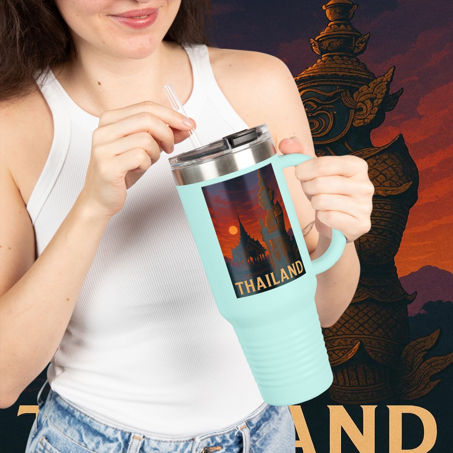 "Thailand Insulated Travel Mug🌴 – The Kingdom of Smiles and Adventure"