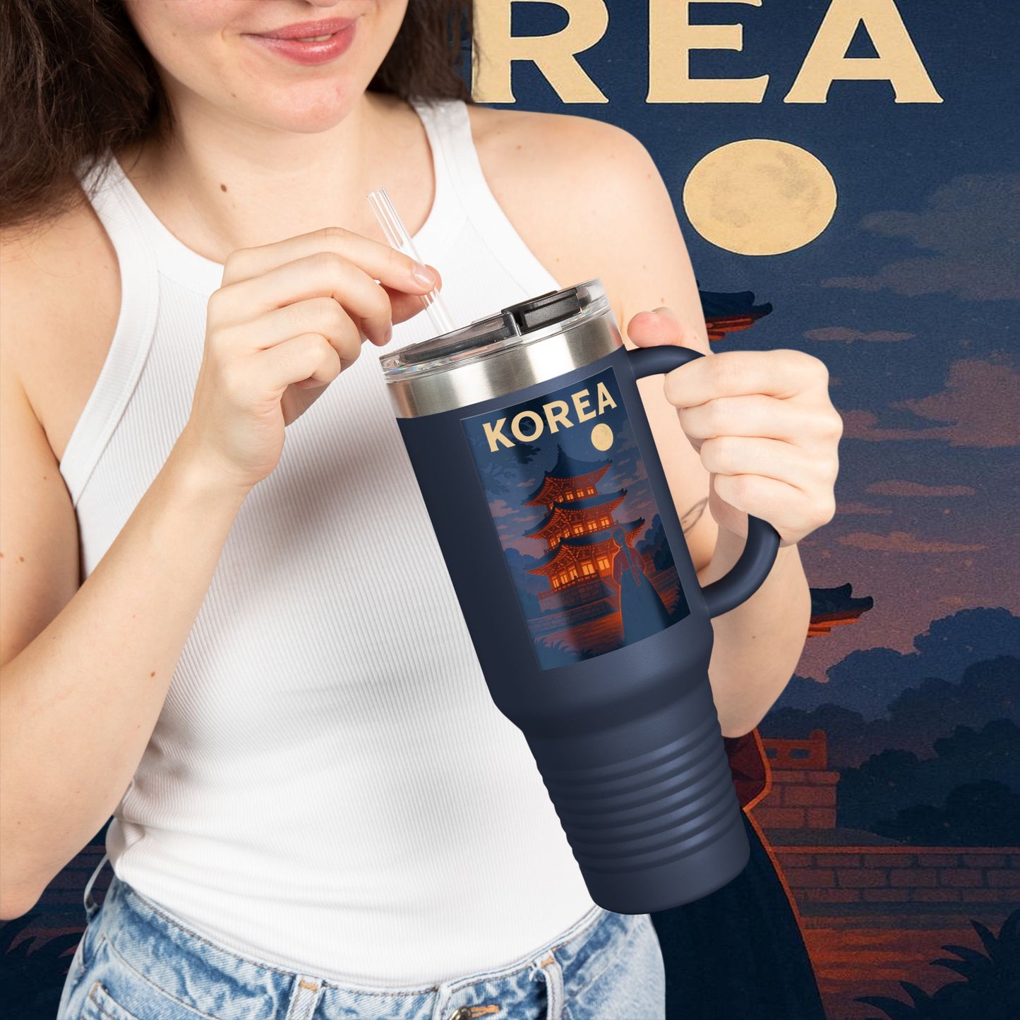 "Korean Insulated Travel Mug 🌸 – Ancient tradition and vibrant modernity"