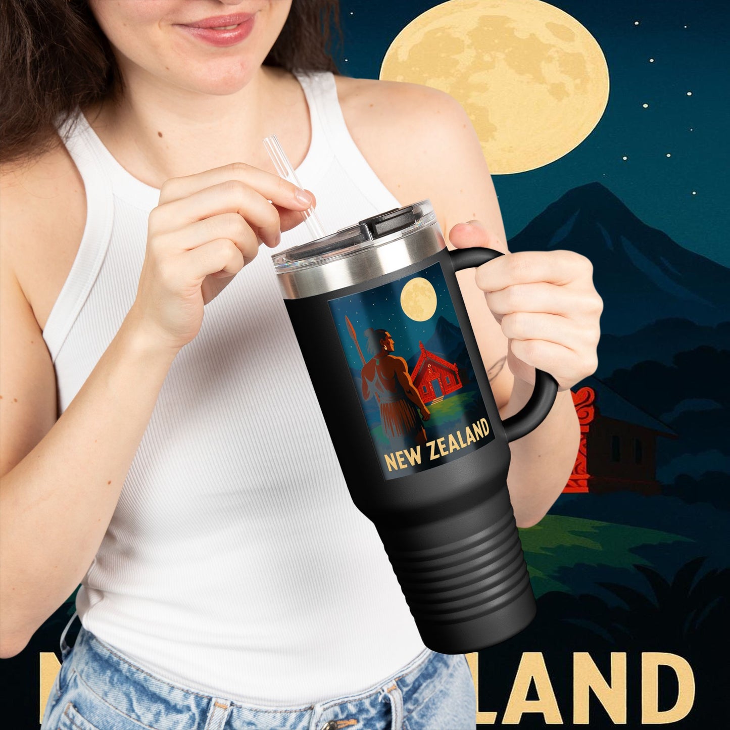 "New Zealand Insulated Travel Mug🏞️ – A paradise of nature and adventure"