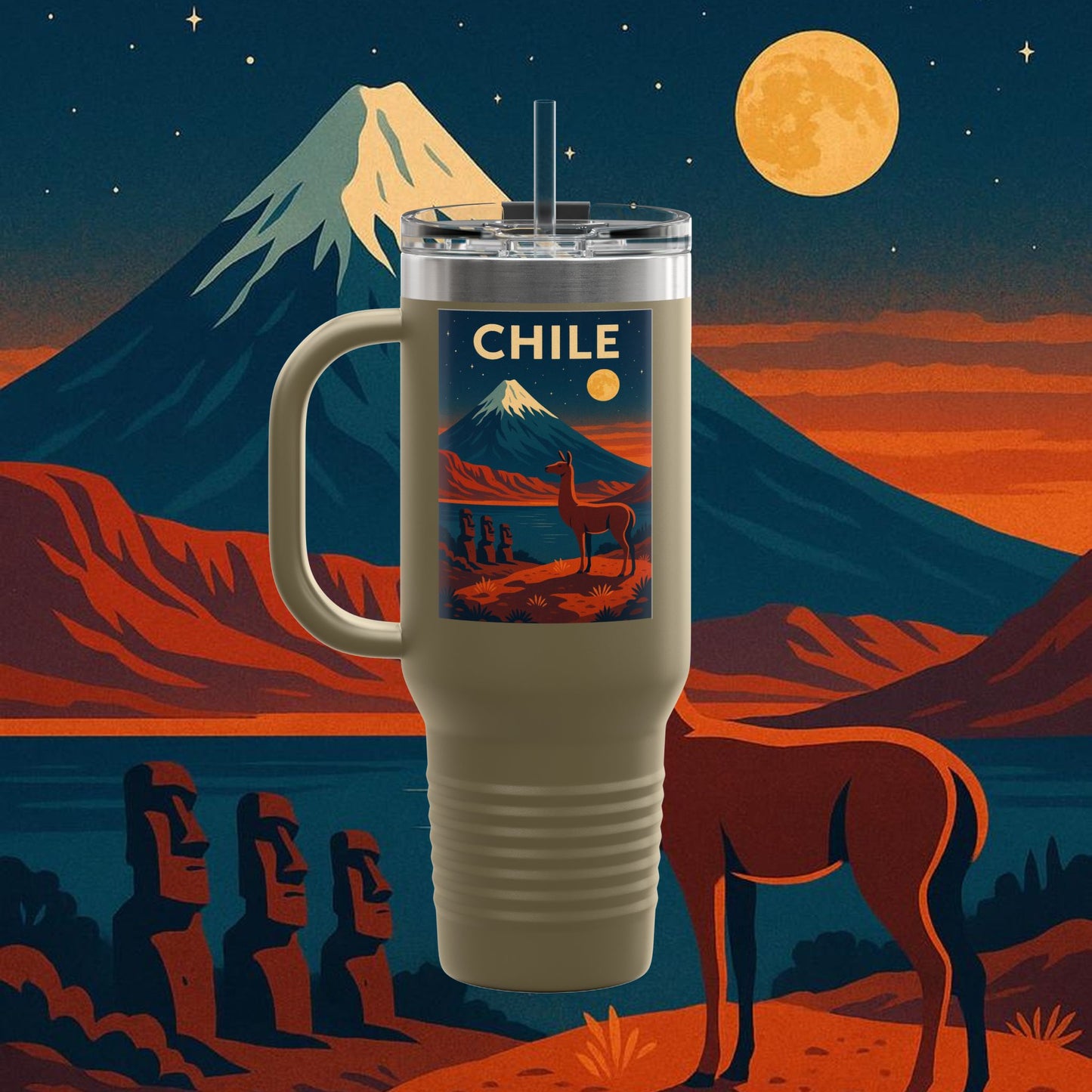"Chile Insulated Travel Mug: Untamed Nature and Eternal Horizons 🏔️🍇🏜️"