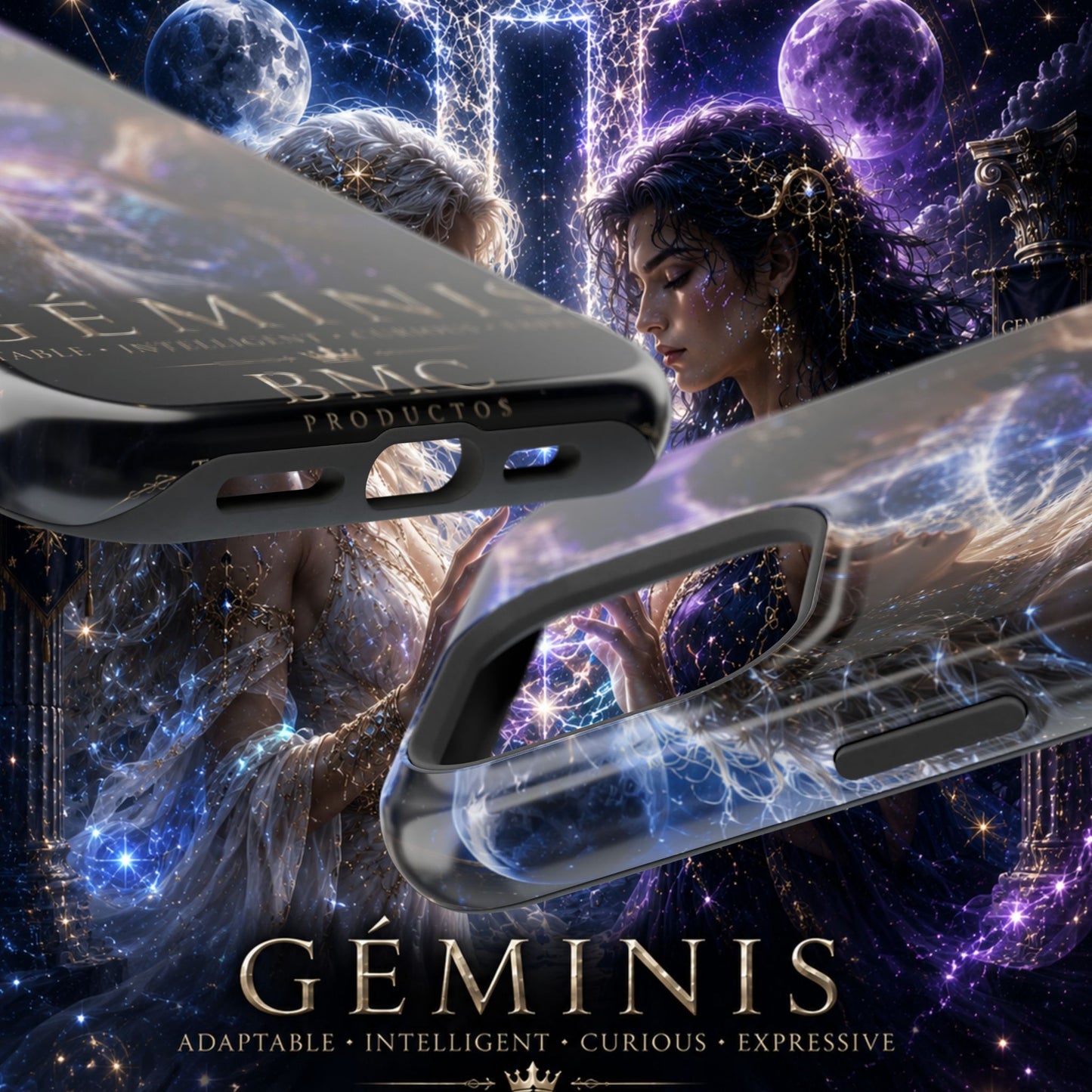 "Funda Magnética Reforzada♊ Géminis M— Reflejo del alma dividida"