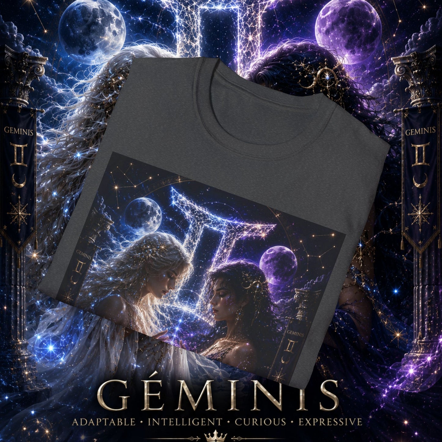 "Camiseta ♊ Géminis M — Reflejo del alma dividida"