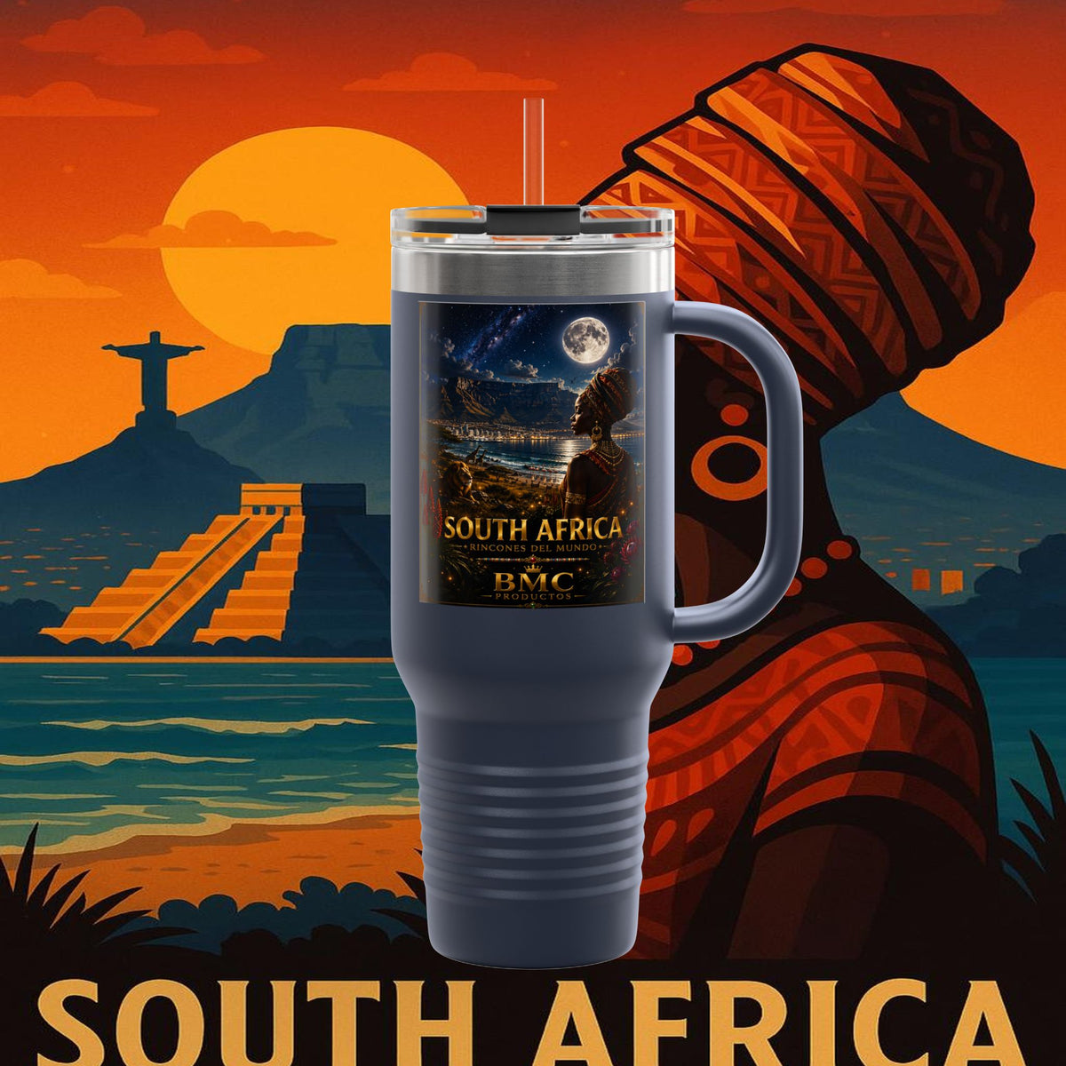 "taza de Viaje Aislada Sudáfrica 🌍 – Un mundo de aventuras y diversidad"