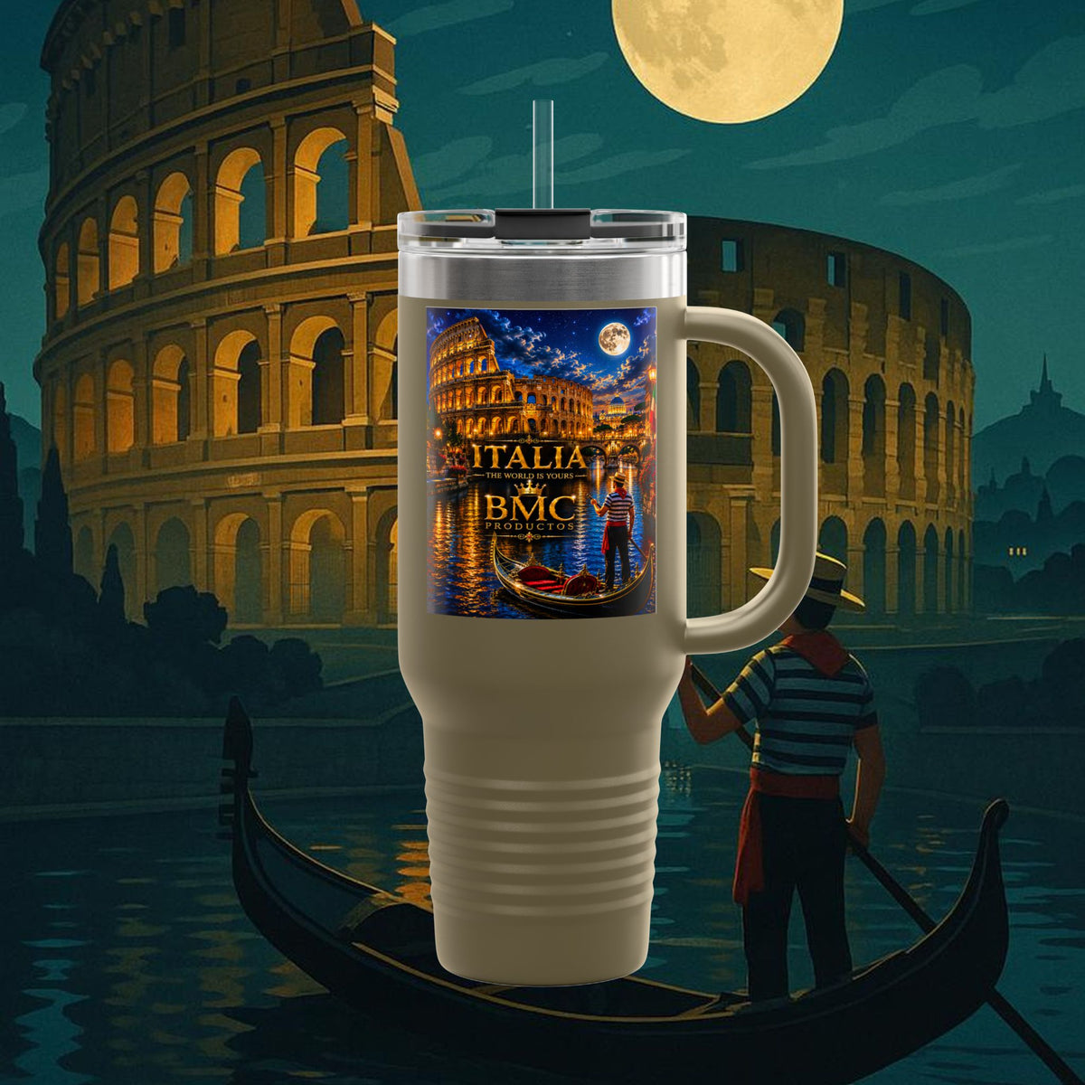 "taza de Viaje Aislada Italia: Arte, Pasión y Sabores Eternos 🎨🍝🏛️"