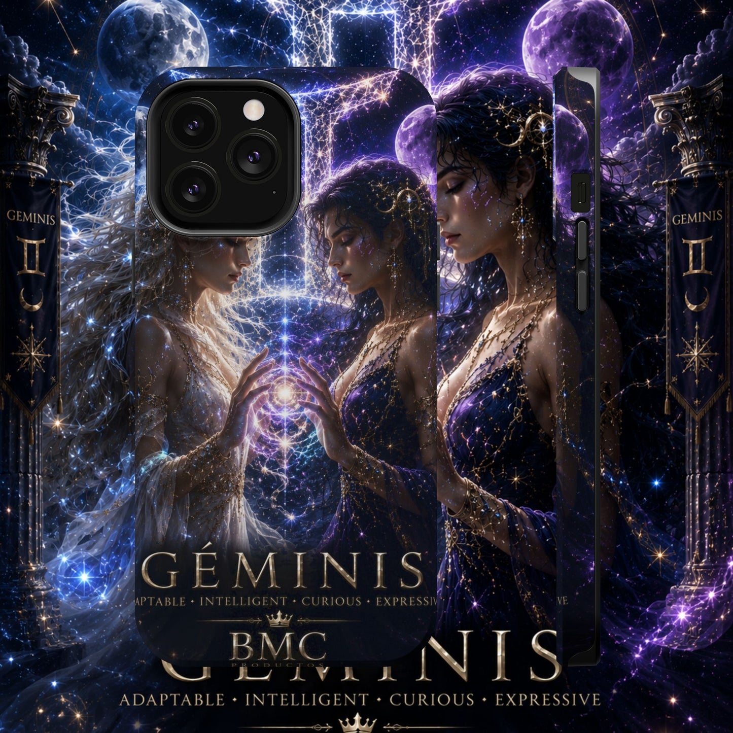 "Funda Magnética Reforzada♊ Géminis M— Reflejo del alma dividida"
