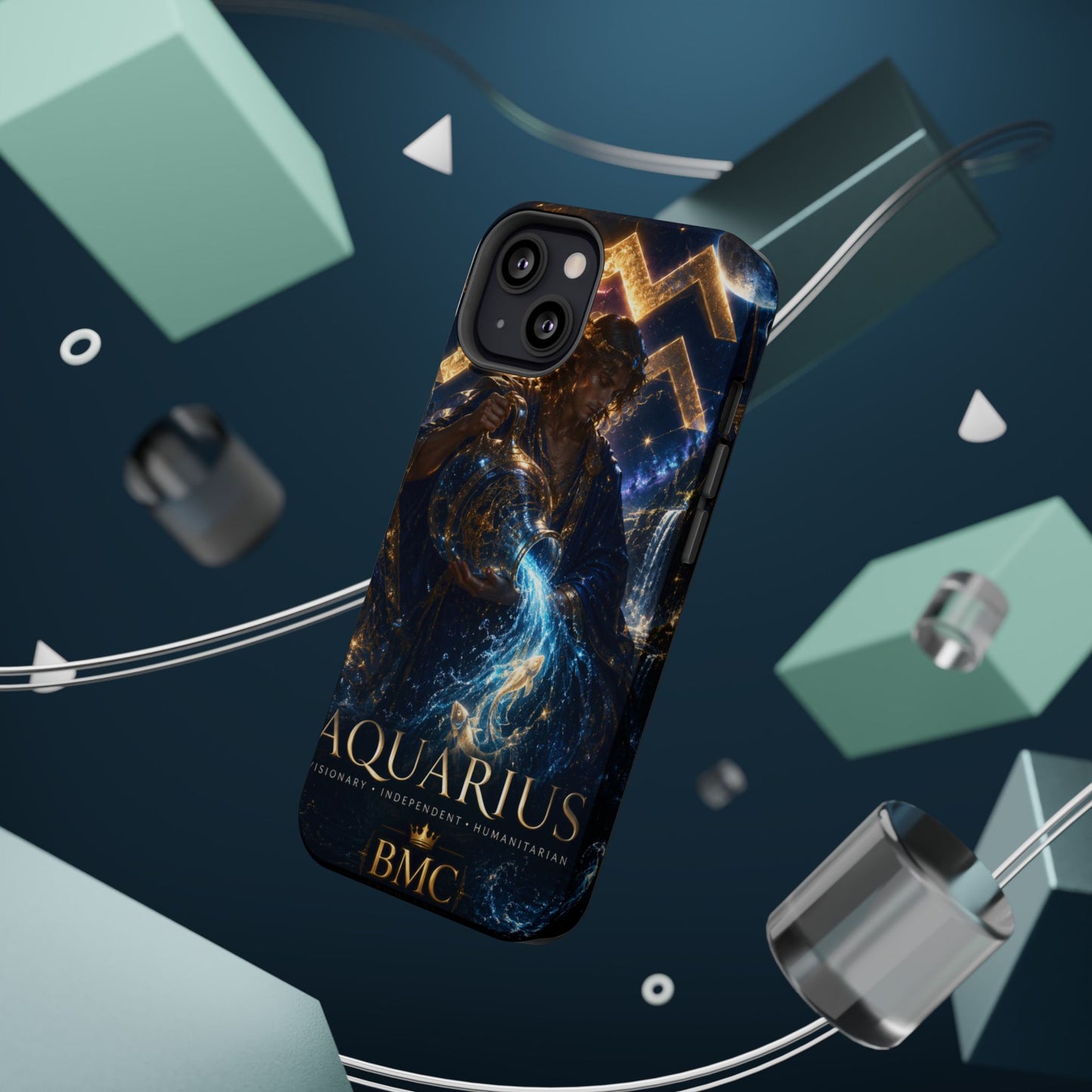 "Funda Magnética Reforzada♒ ACUARIO – El Visionario del Cielo y el Agua"