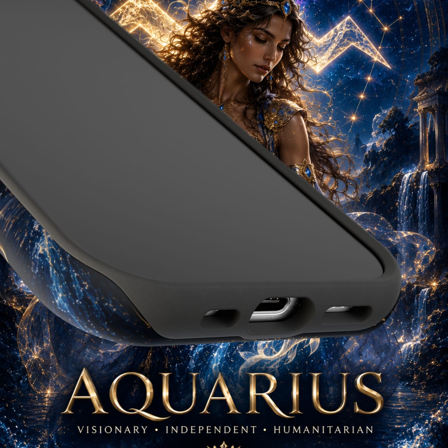 "Funda Magnética Reforzada♒ ACUARIO M– La Visionaria del Cielo y el Agua"
