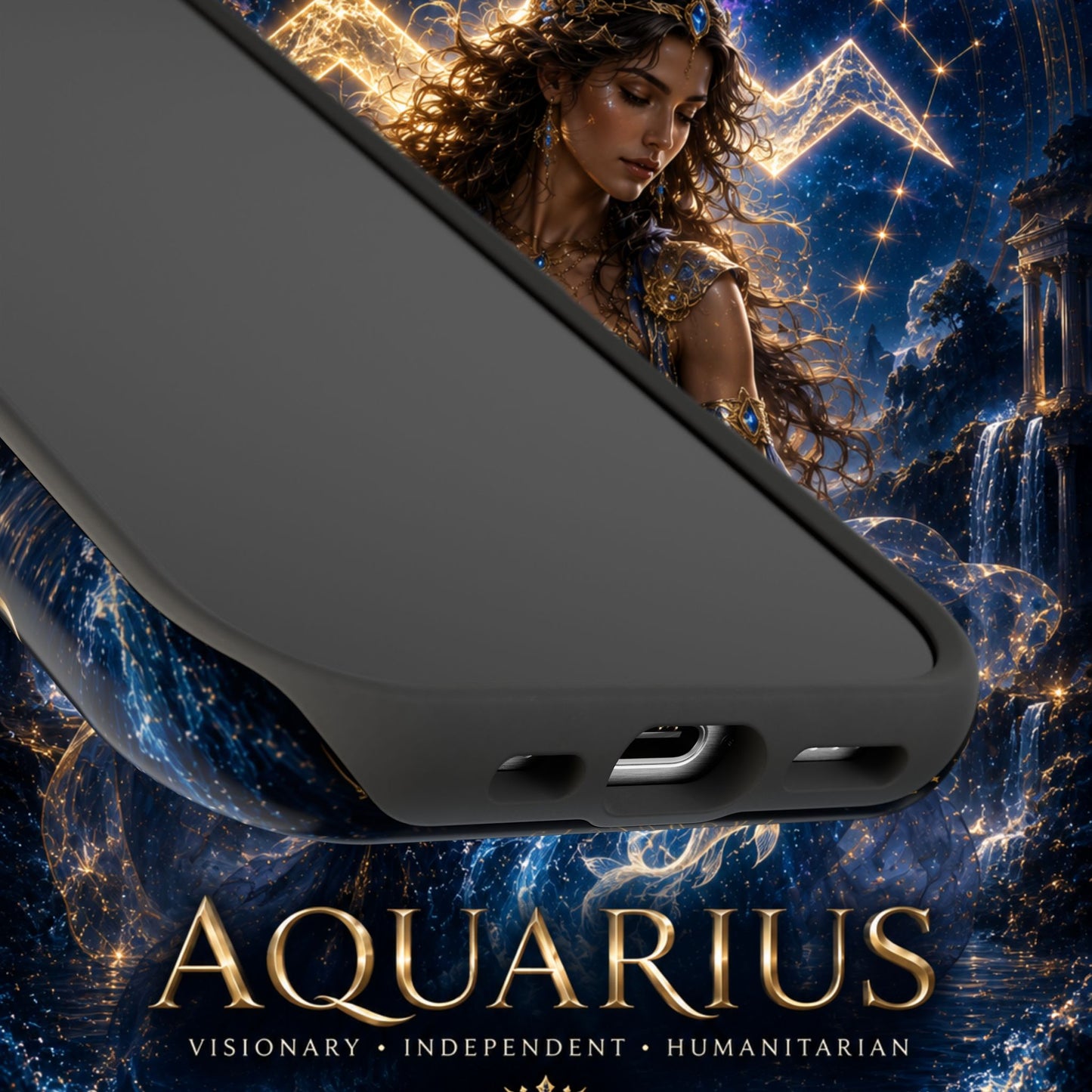 "Funda Magnética Reforzada♒ ACUARIO M– La Visionaria del Cielo y el Agua"