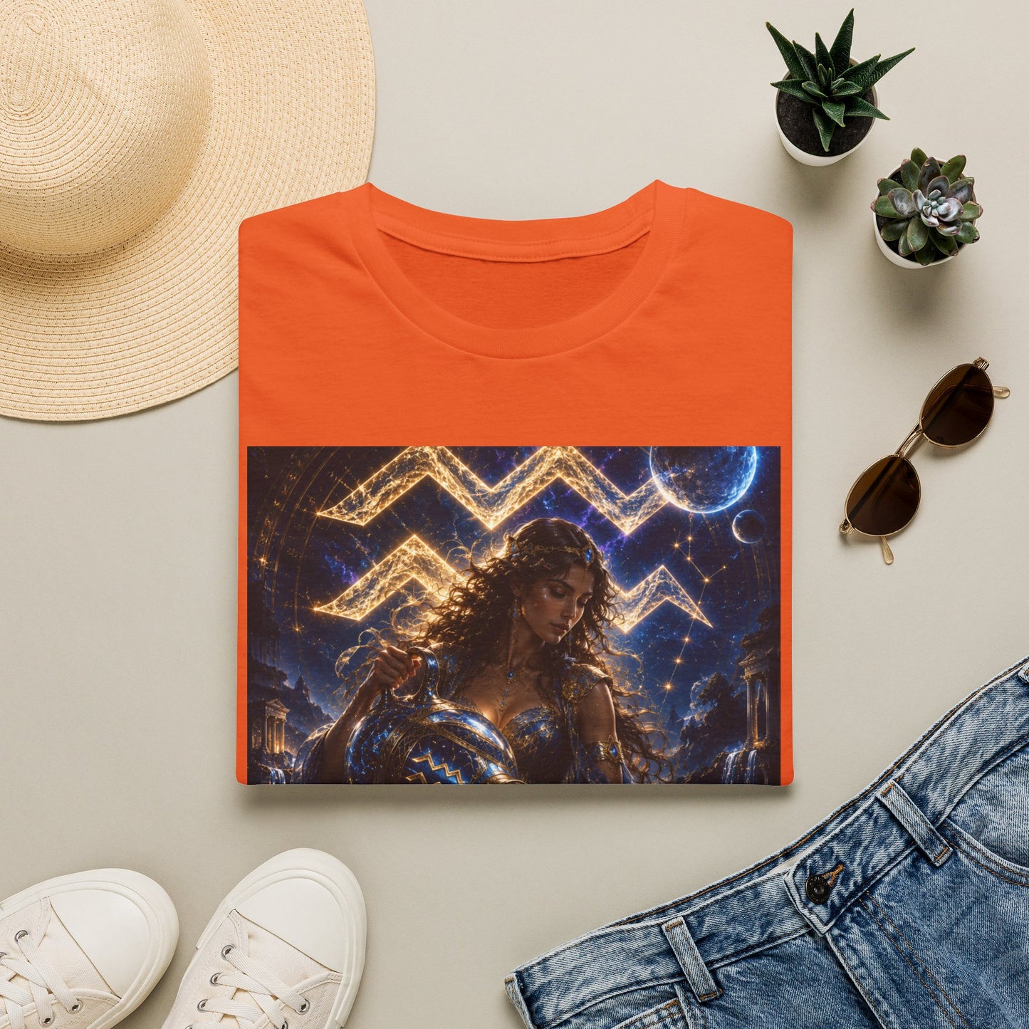 "Camiseta ♒ ACUARIO M– La Visionaria del Cielo y el Agua"