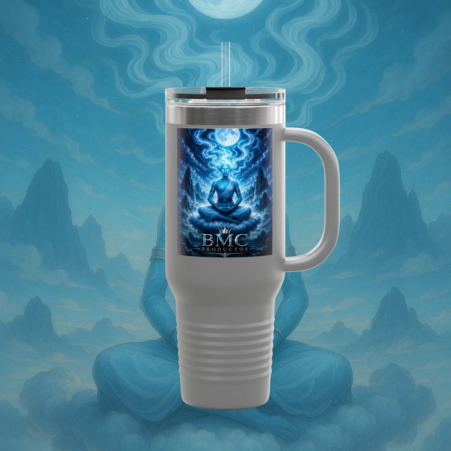 "Taza de viaje aislada Zephala,💨- la Voz del Viento Eterno"