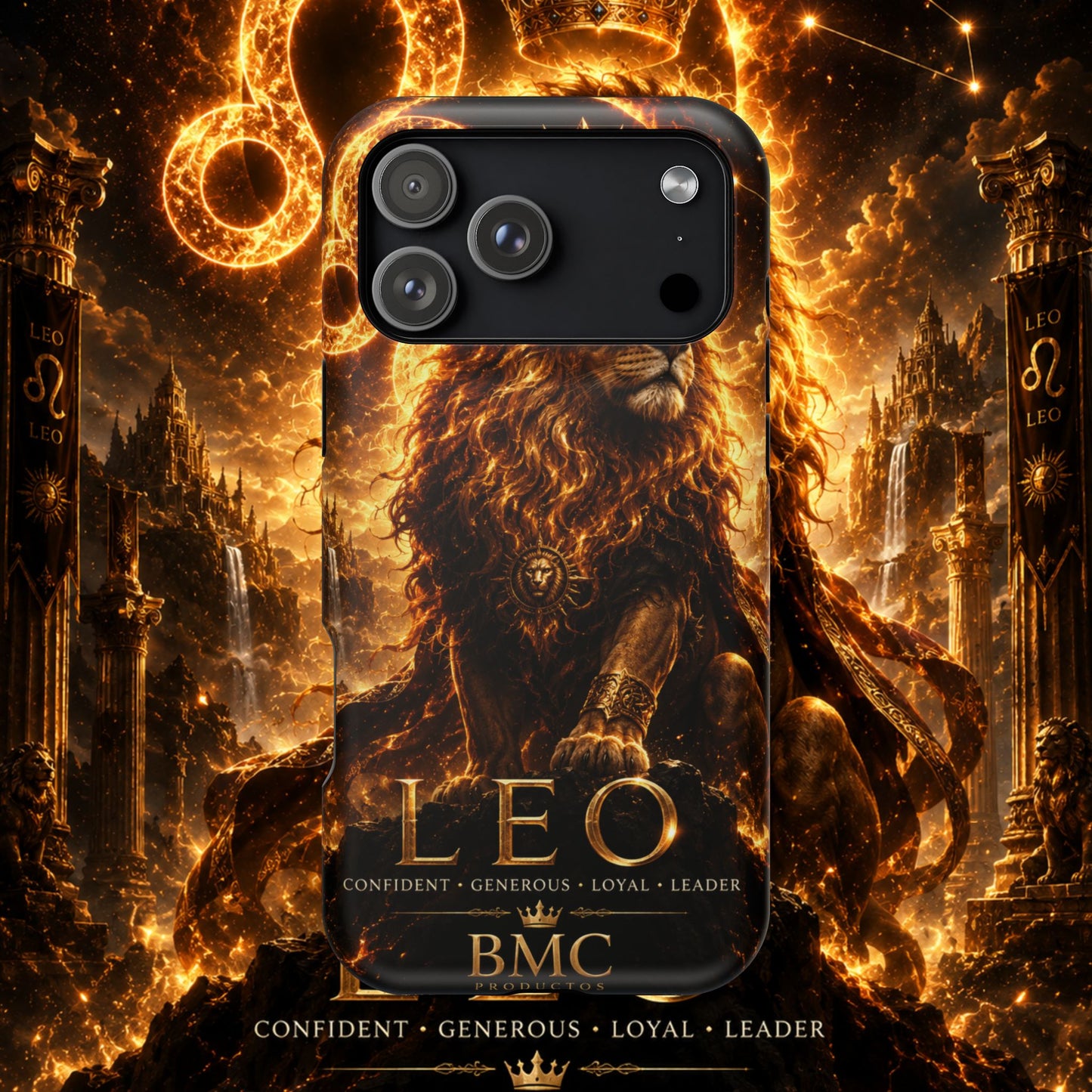 "Funda Magnética Reforzada ♌ Leo — Soberano del fuego eterno"