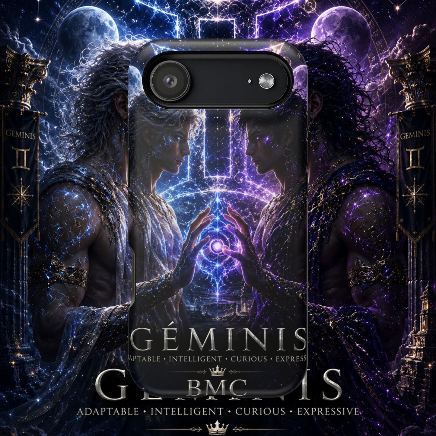 "Funda Magnética Reforzada♊ Géminis — Reflejo del alma dividida"