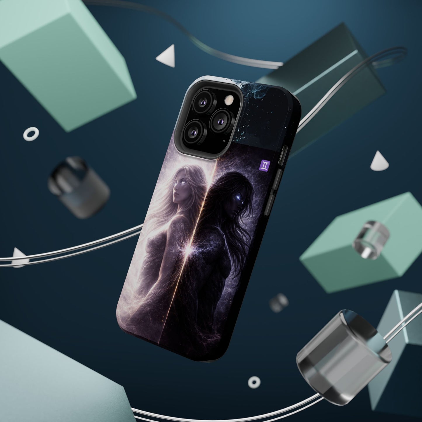 "Funda Magnética Reforzada♊ Géminis — Reflejo del alma dividida"