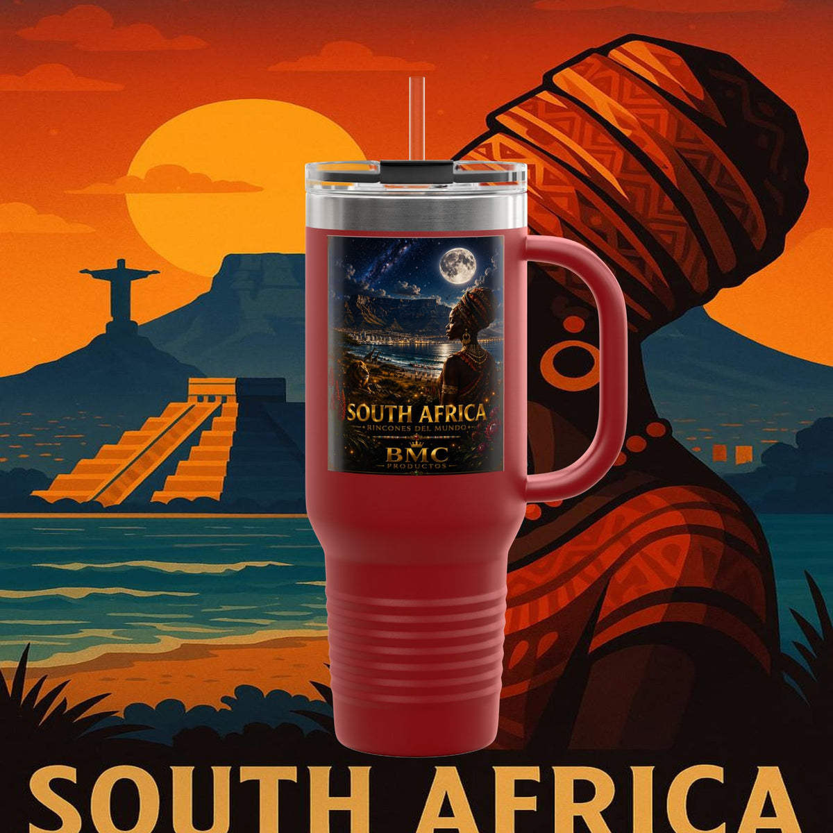 "taza de Viaje Aislada Sudáfrica 🌍 – Un mundo de aventuras y diversidad"