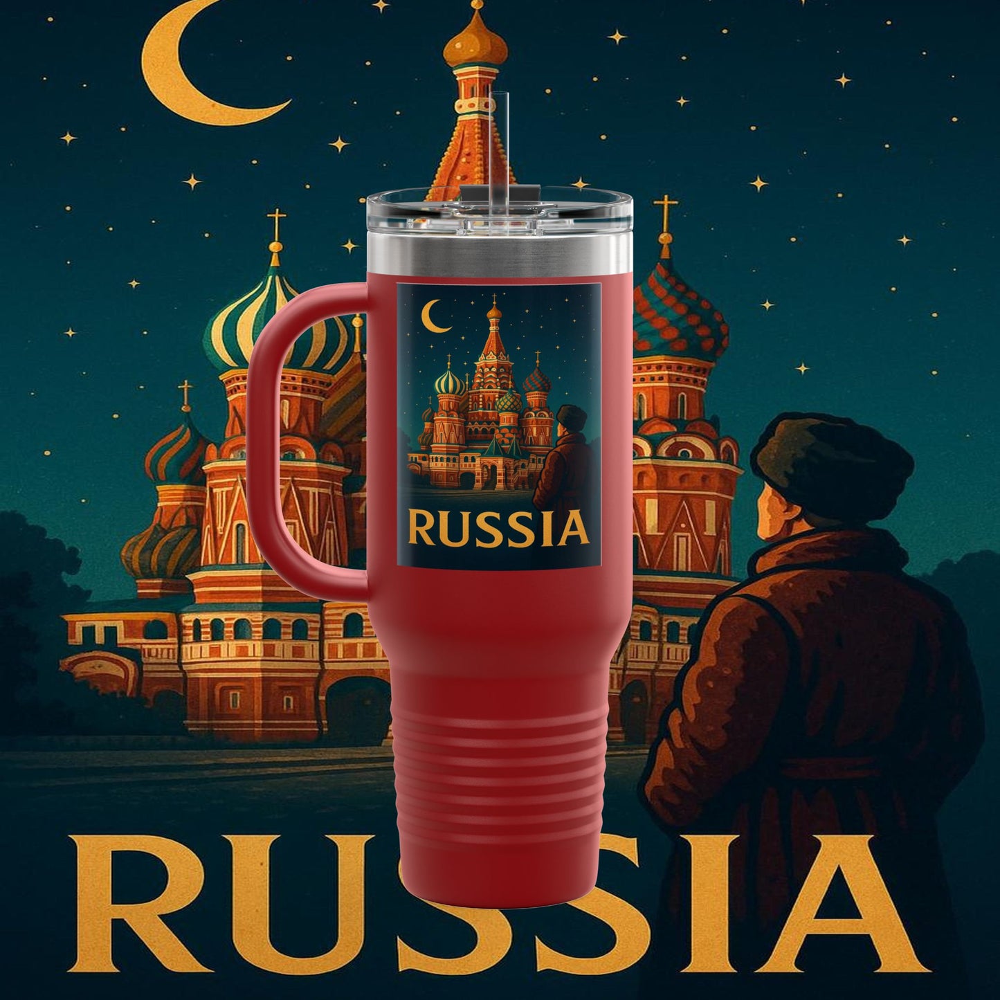 "Russia Insulated Travel Mug❄️ – Land of history, mystery, and grandeur"