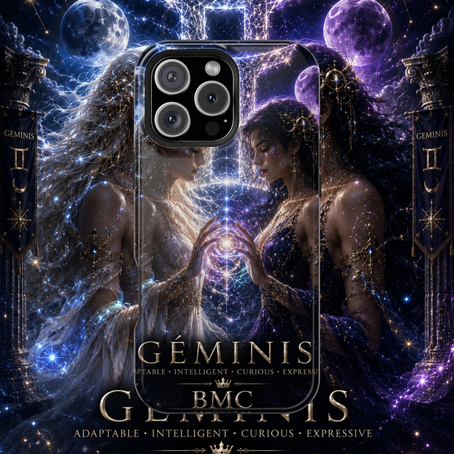 "Funda Magnética Reforzada♊ Géminis M— Reflejo del alma dividida"