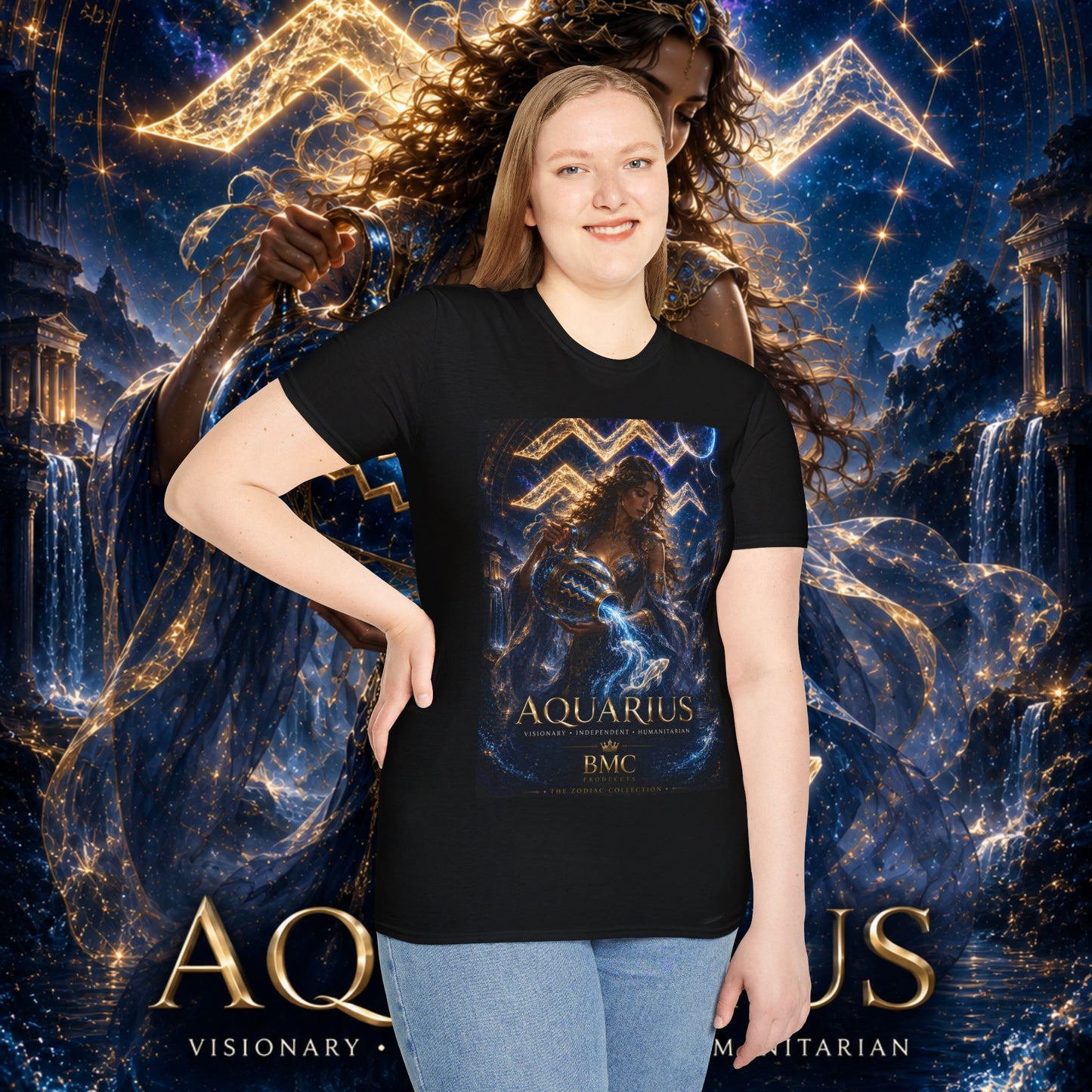 "Camiseta ♒ ACUARIO M– La Visionaria del Cielo y el Agua"