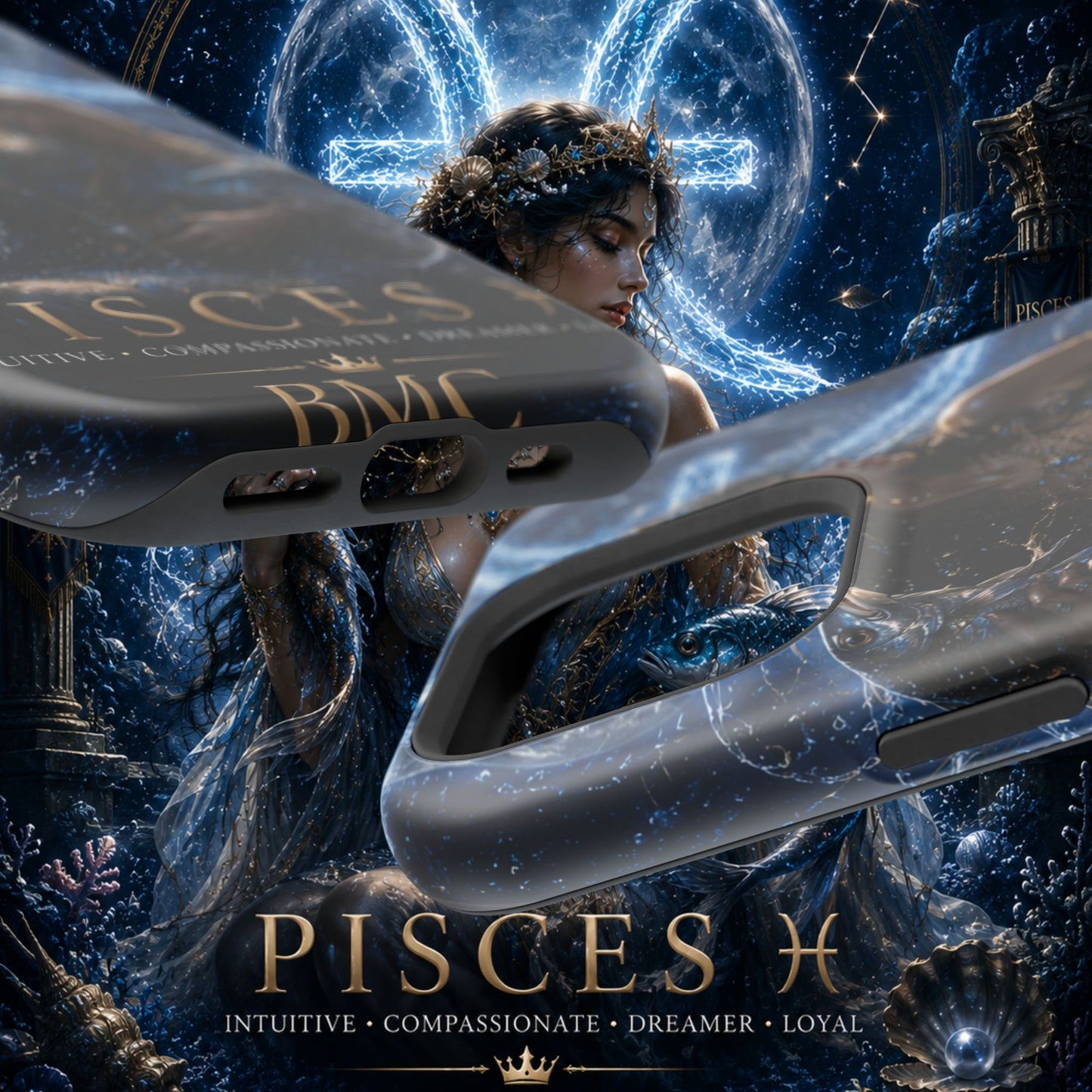 "Funda Magnética Reforzada Piscis M— La Guardiana de las Profundidades"