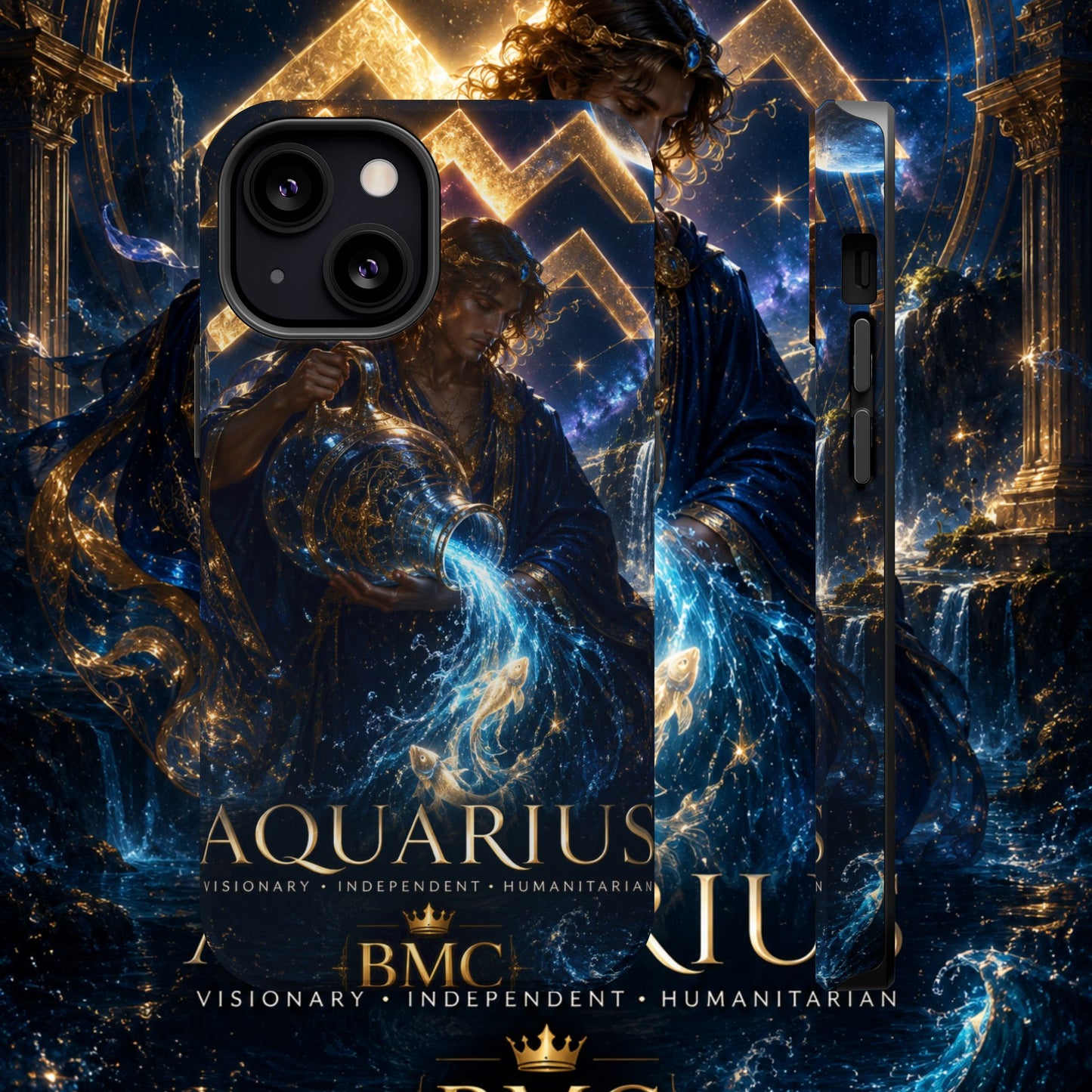 "Funda Magnética Reforzada♒ ACUARIO – El Visionario del Cielo y el Agua"