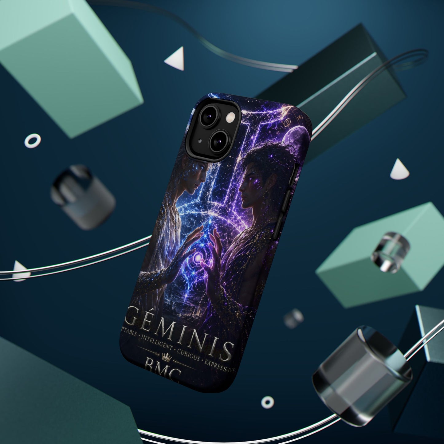 "Funda Magnética Reforzada♊ Géminis — Reflejo del alma dividida"