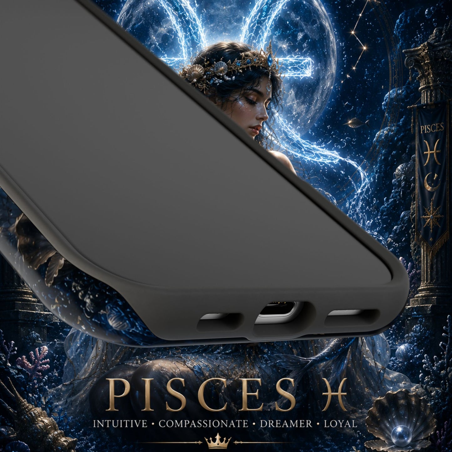 "Funda Magnética Reforzada Piscis M— La Guardiana de las Profundidades"