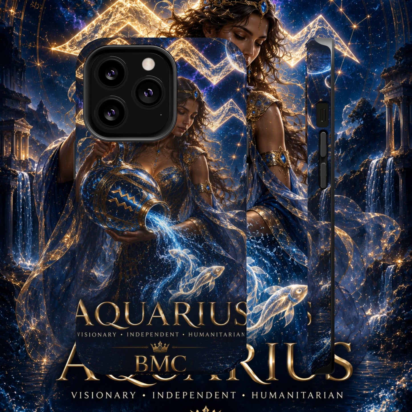 "Funda Magnética Reforzada♒ ACUARIO M– La Visionaria del Cielo y el Agua"