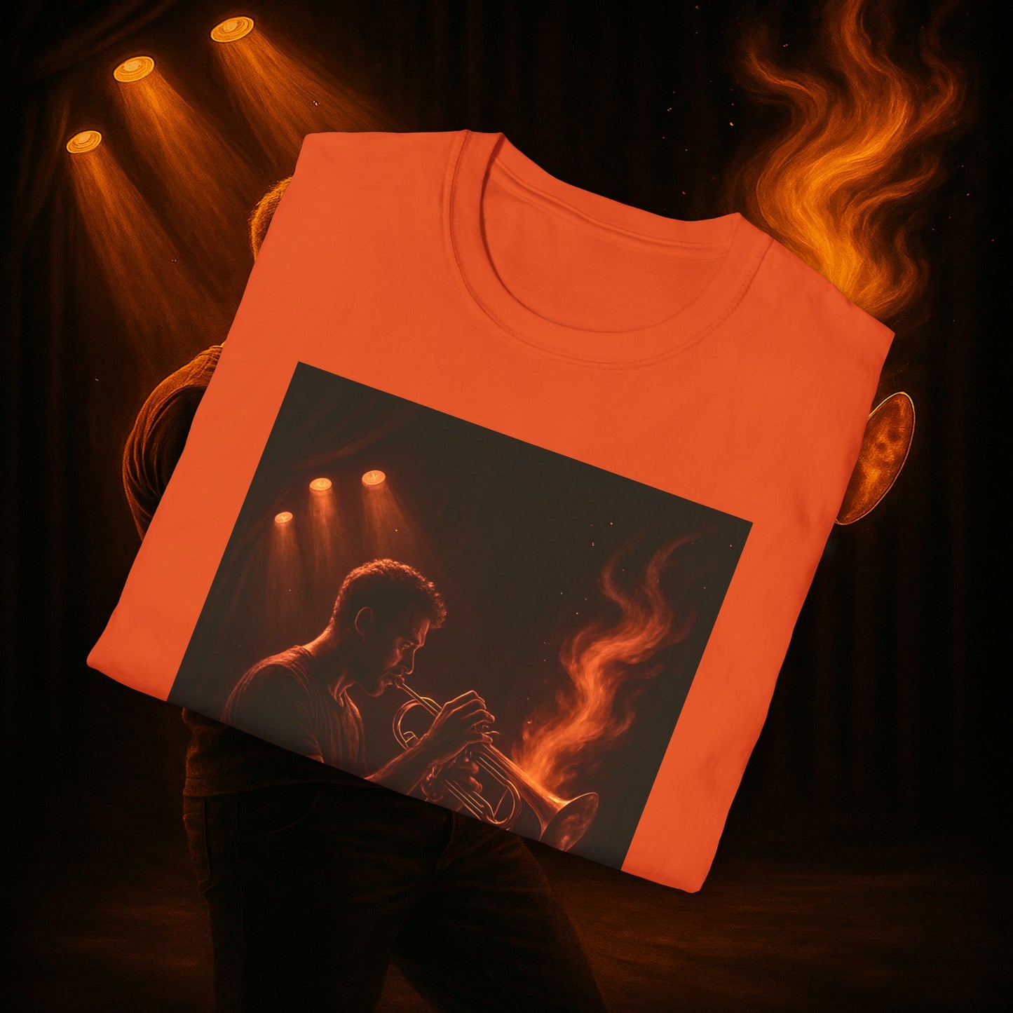 "Camiseta trompeta 🎺🔥Donde hay fuego, hay música.”