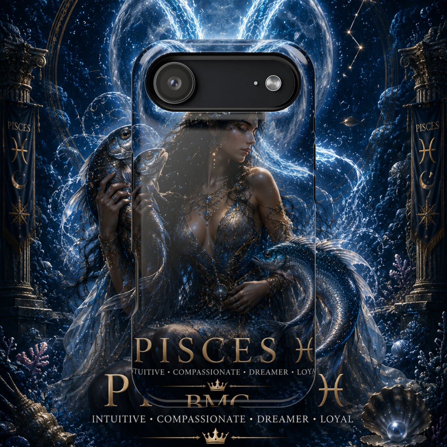 "Funda Magnética Reforzada Piscis M— La Guardiana de las Profundidades"