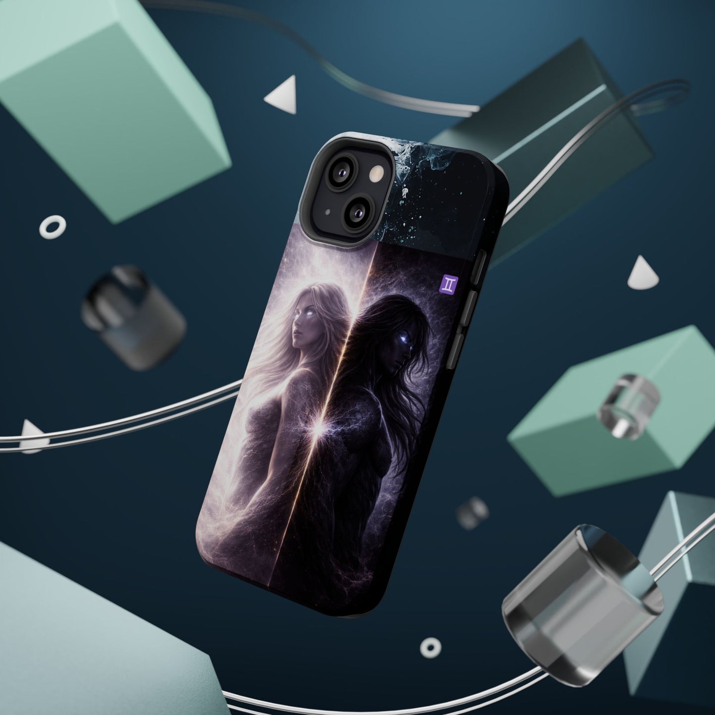 "Funda Magnética Reforzada♊ Géminis — Reflejo del alma dividida"