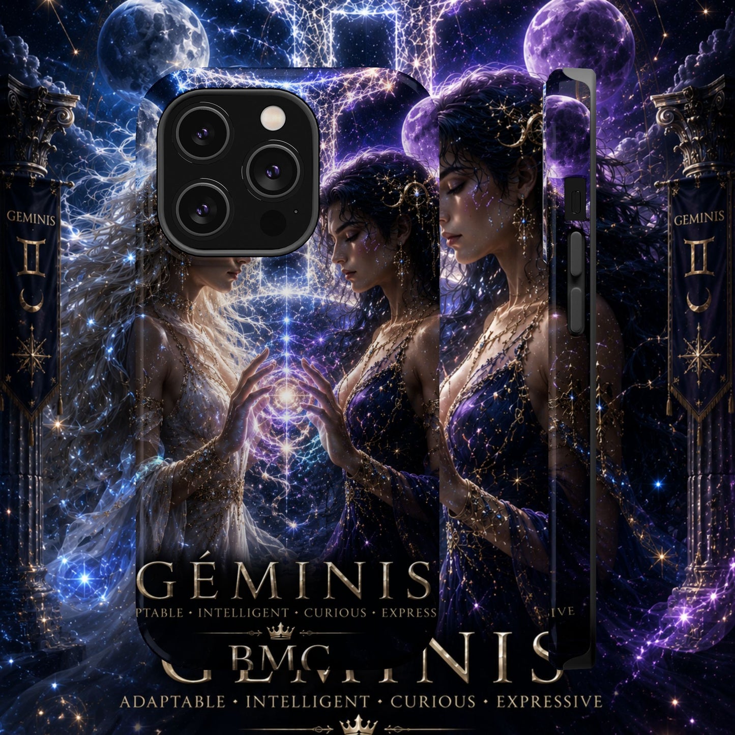 "Funda Magnética Reforzada♊ Géminis M— Reflejo del alma dividida"