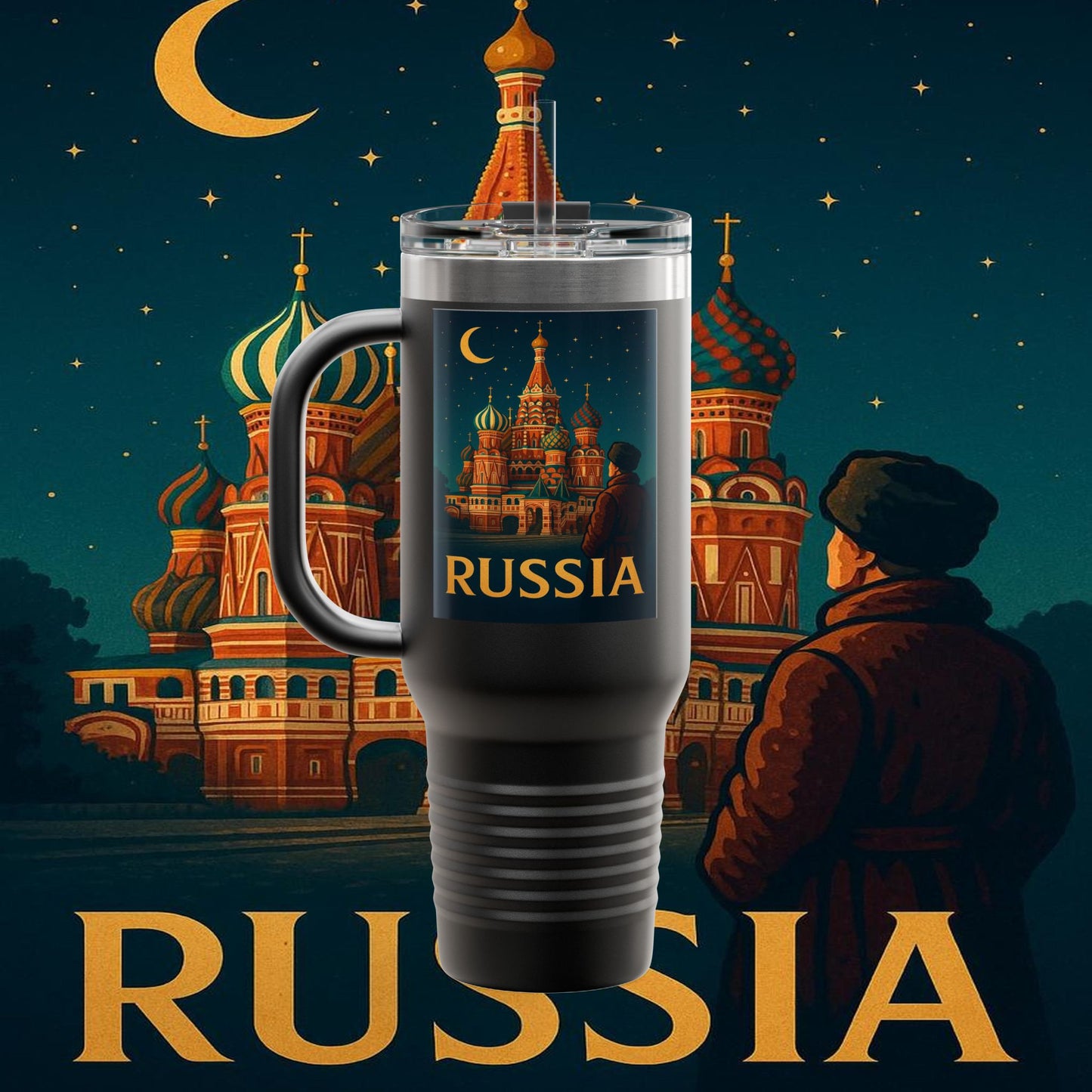 "Russia Insulated Travel Mug❄️ – Land of history, mystery, and grandeur"