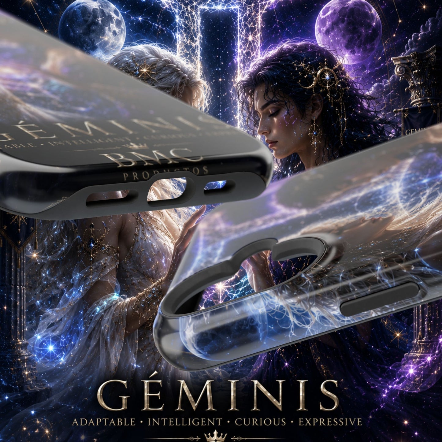 "Funda Magnética Reforzada♊ Géminis M— Reflejo del alma dividida"