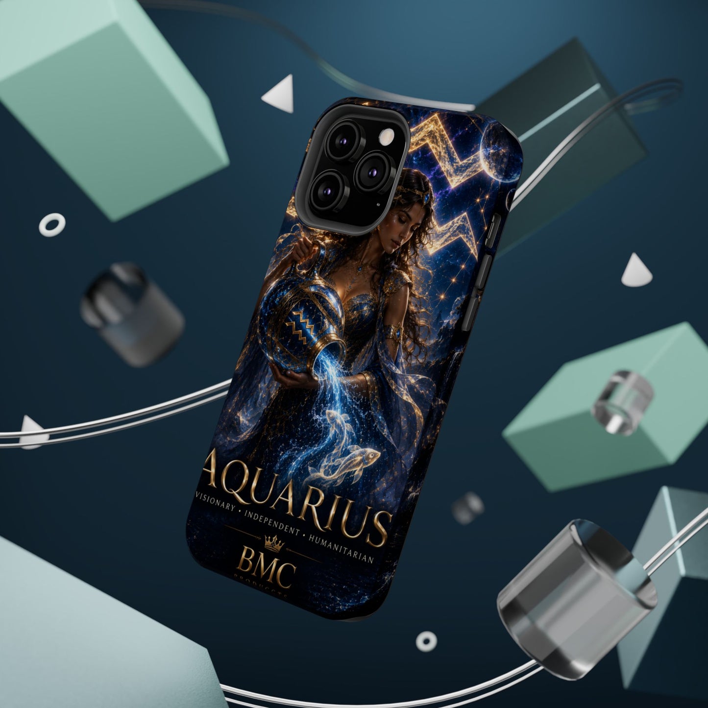 "Funda Magnética Reforzada♒ ACUARIO M– La Visionaria del Cielo y el Agua"