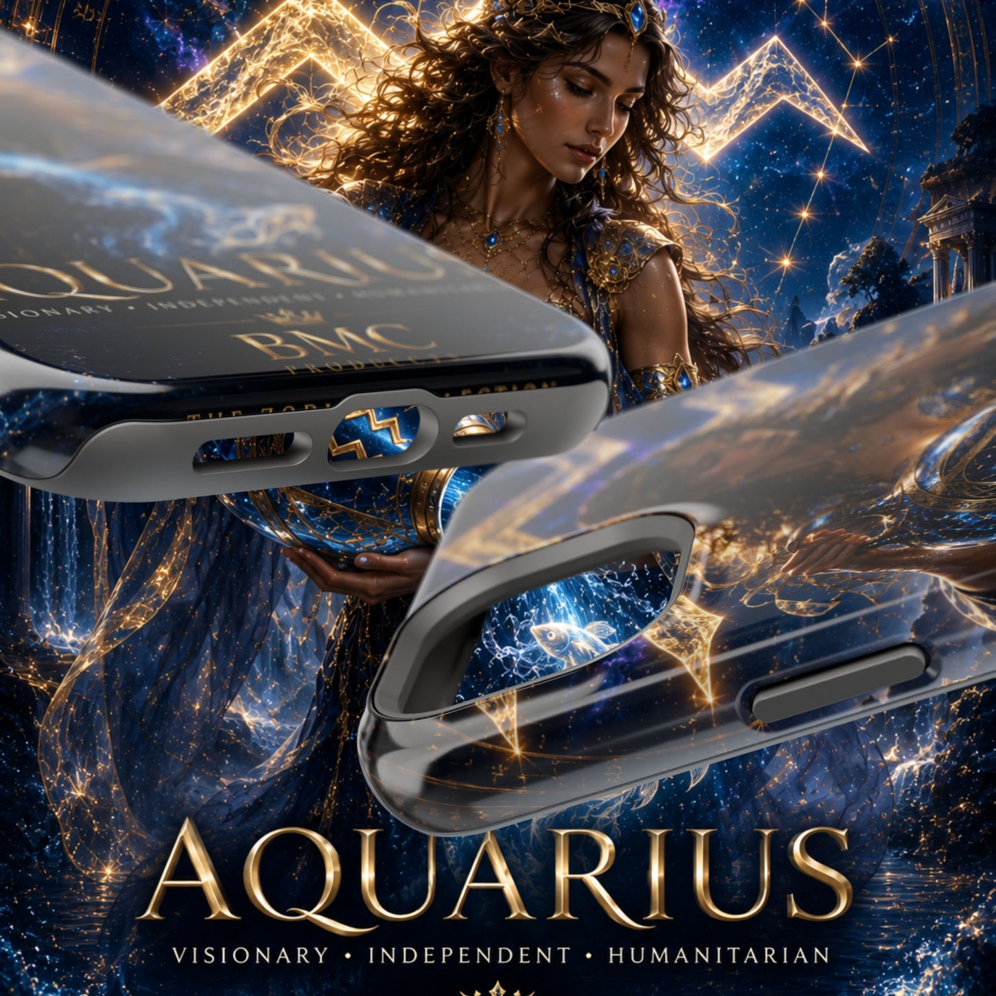 "Funda Magnética Reforzada♒ ACUARIO M– La Visionaria del Cielo y el Agua"