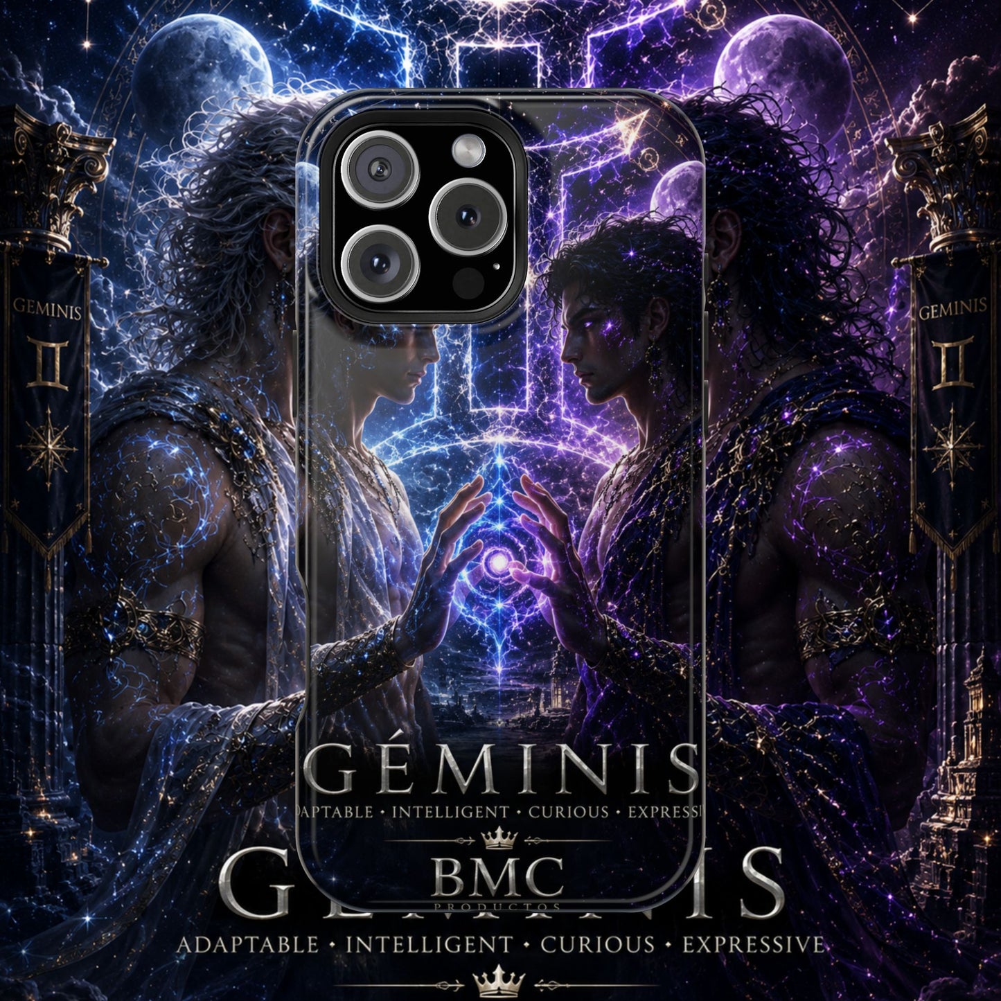 "Funda Magnética Reforzada♊ Géminis — Reflejo del alma dividida"