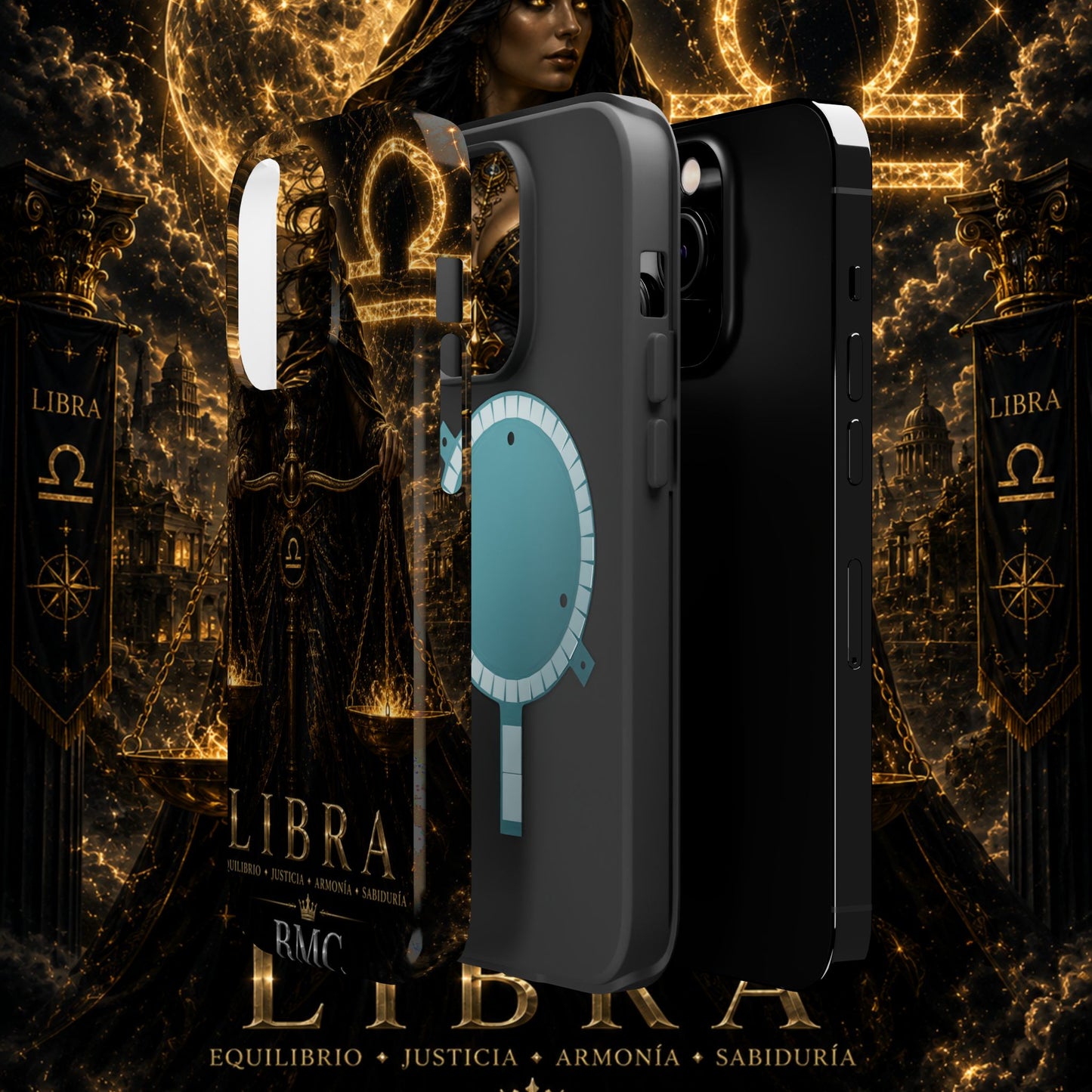 "Funda Magnética Reforzada libra– La Guardiana del Equilibrio"