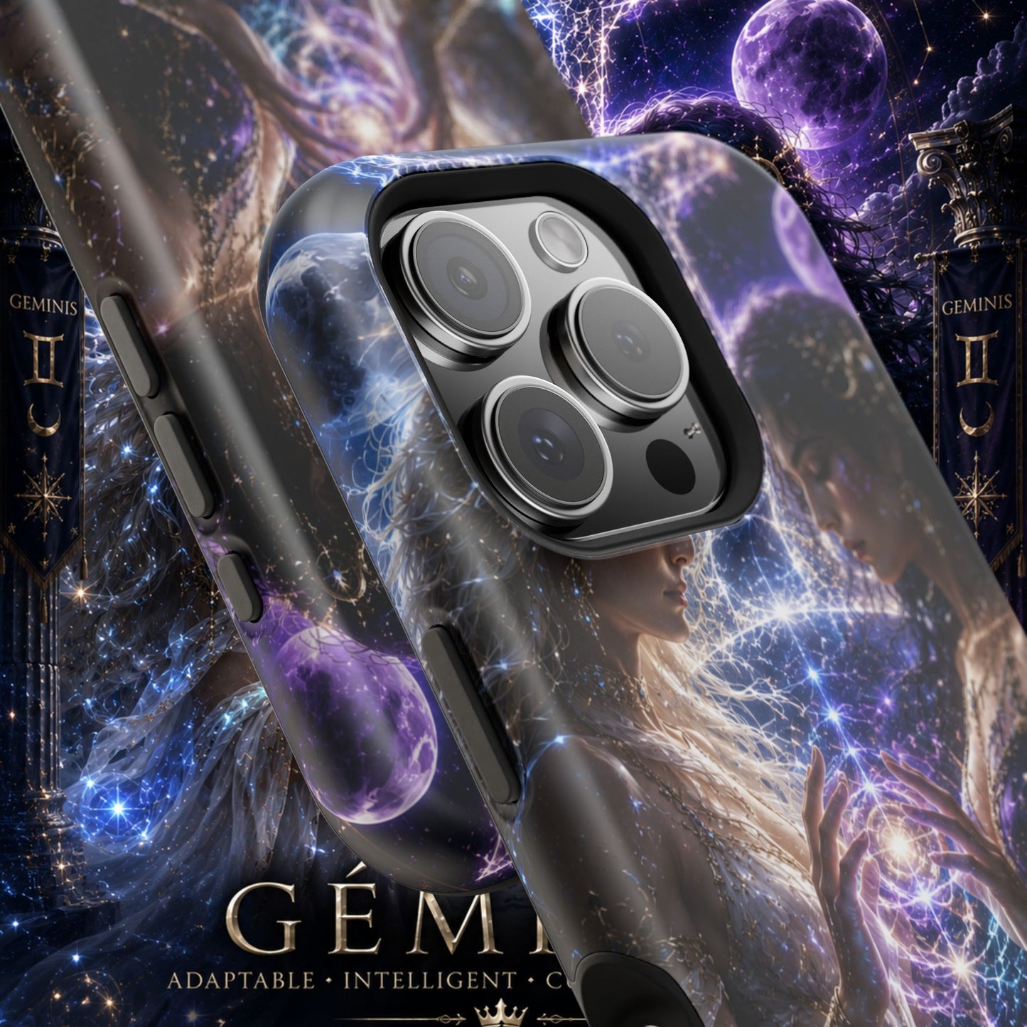 "Funda Magnética Reforzada♊ Géminis M— Reflejo del alma dividida"